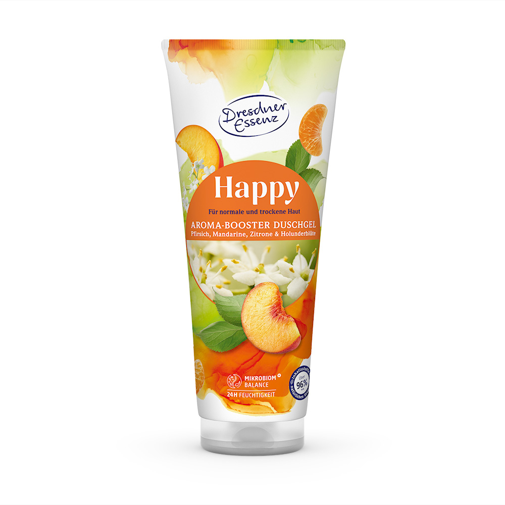 Produktbild Aroma-Booster Duschgel Happy (Vorderseite)