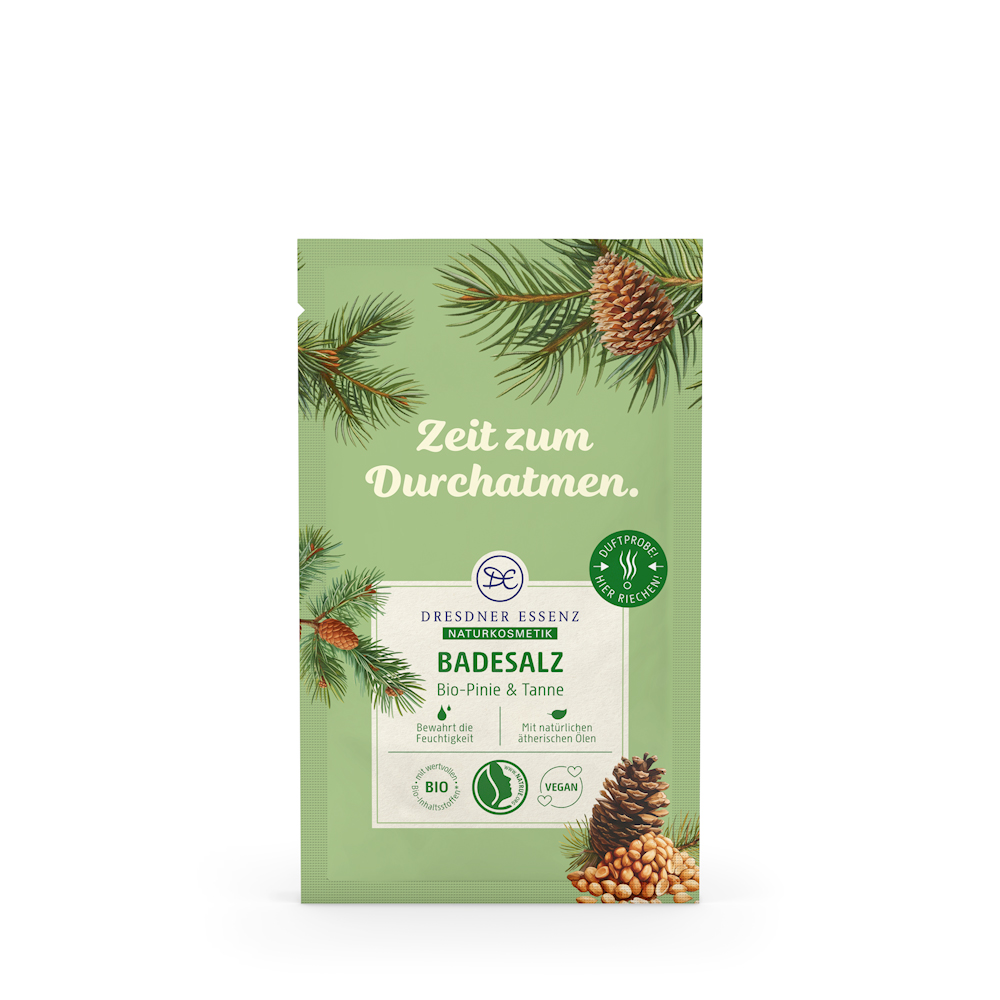 Produktbild Badesalz Bio-Pinie und Tanne (Vorderseite)