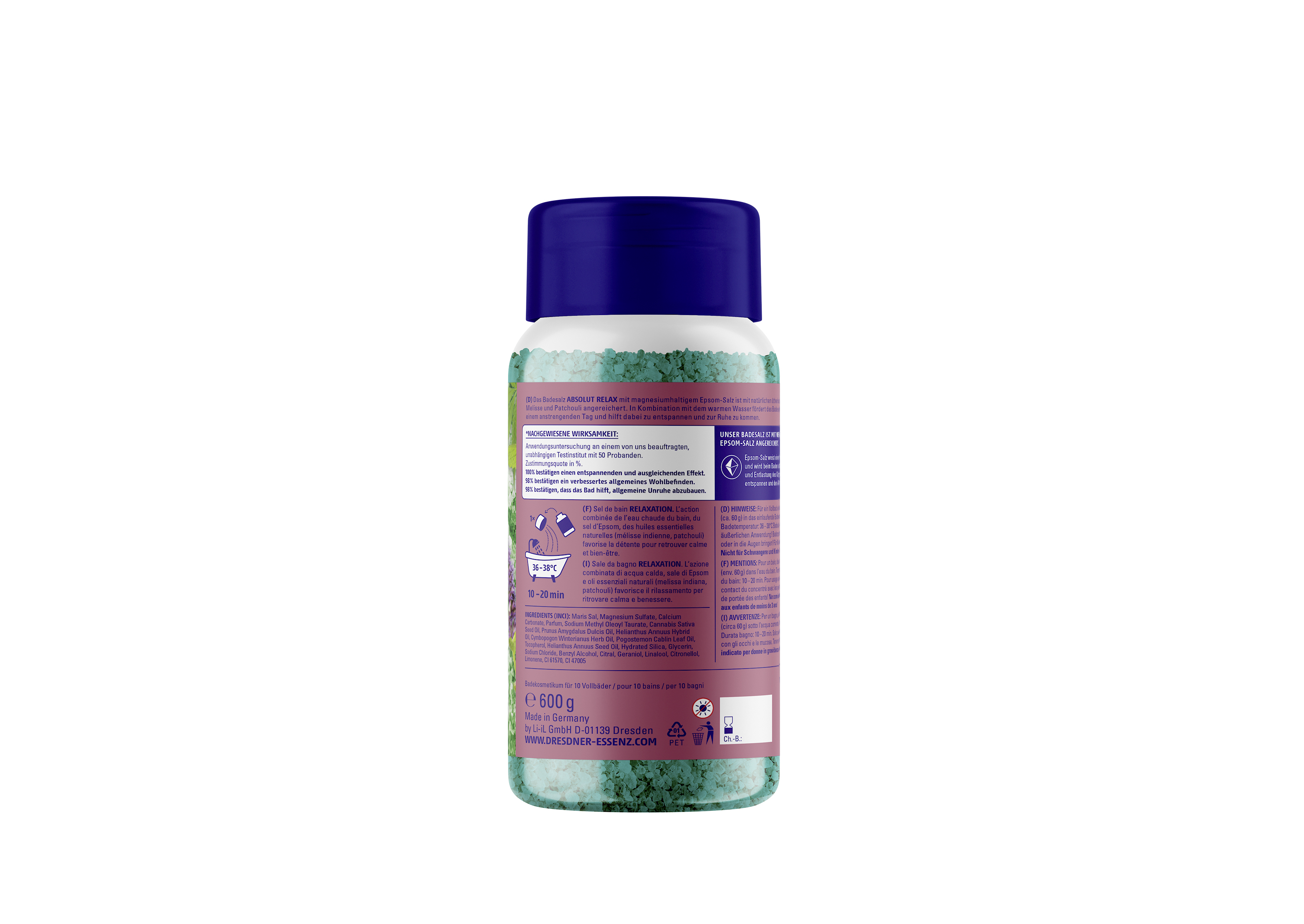 Produktbild Badesalz Absolut Relax 600g (Rueckseite)