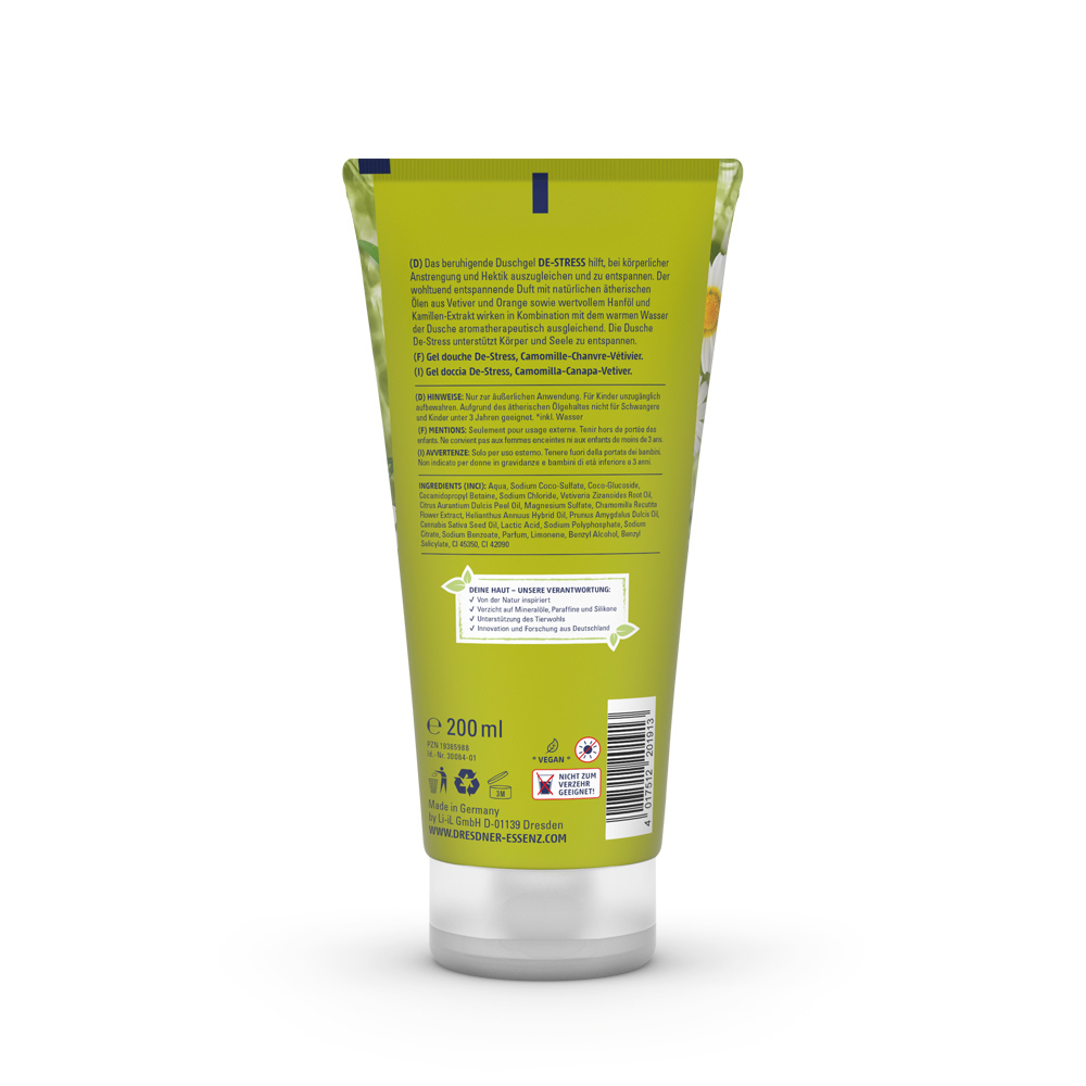 Produktbild Duschgel De-Stress (Rückseite)