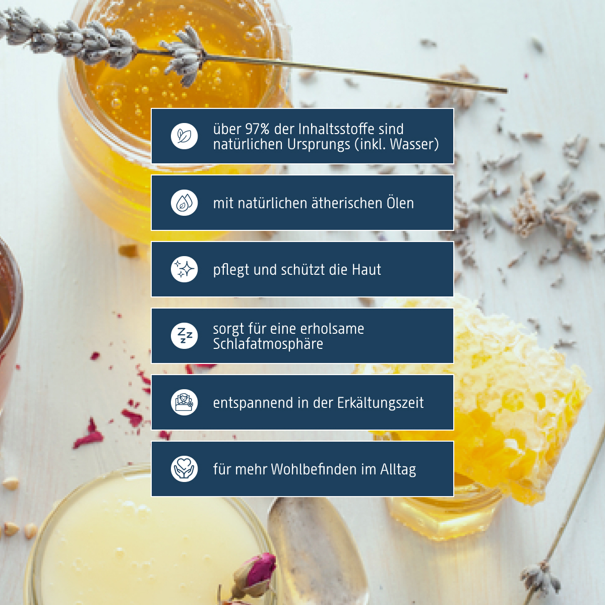 Badesalz Erkaeltungszeit und Erholsame Nacht sorgt fuer eine erholsame Schlafatmosphaere, ist entspannend in der Erkaeltungszeit und sorgt fuer mehr Wohlbefinden im Alltag