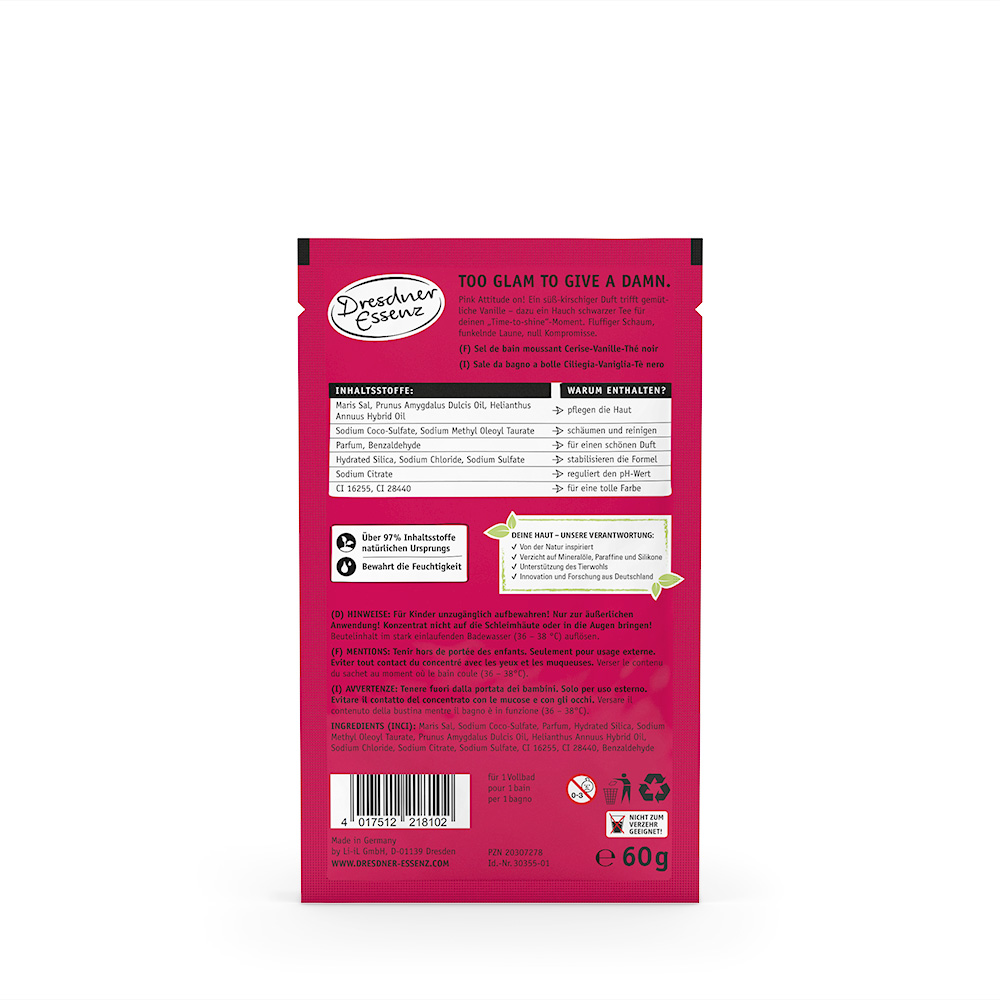 Produktbild Badeschaum Too glam to give a damn (Rueckseite)