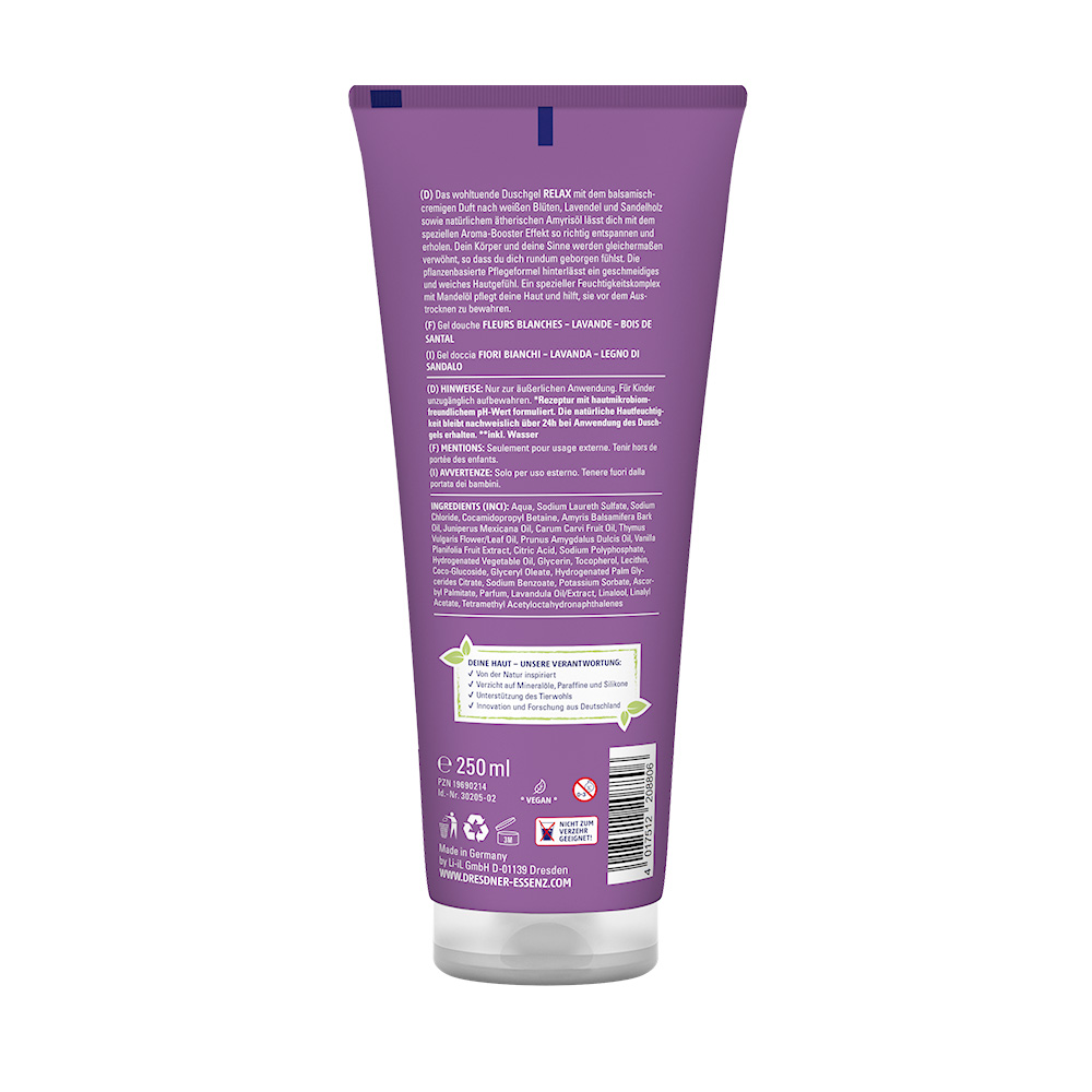 Produktbild Aroma-Booster Duschgel Relax (Rückseite)