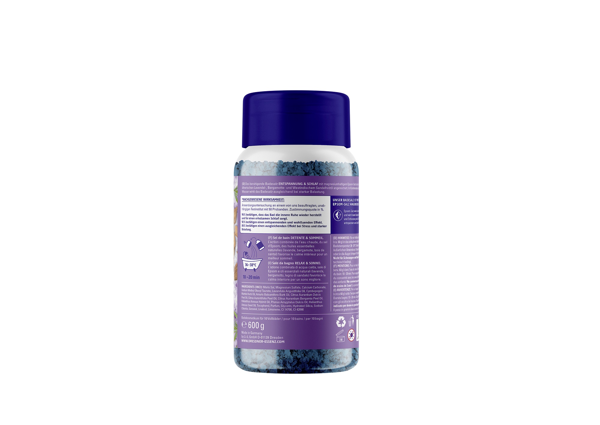 Produktbild Badesalz Entspannung & Schlaf 600g (Rueckseite)