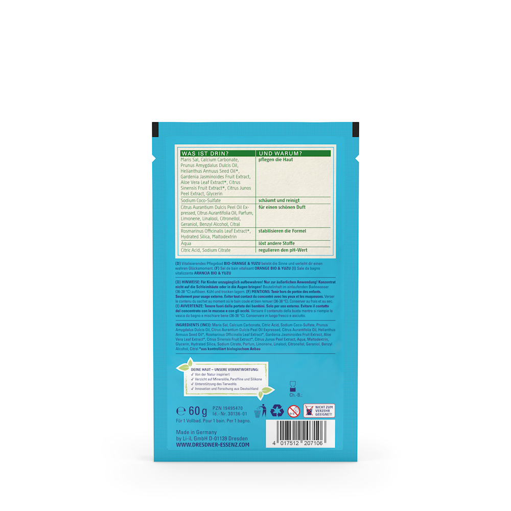 Produktbild Badesalz Bio-Orange und Yuzu (Rückseite)