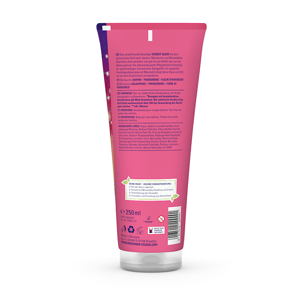 Produktbild Duschgel Sunset Glow (Rückseite)