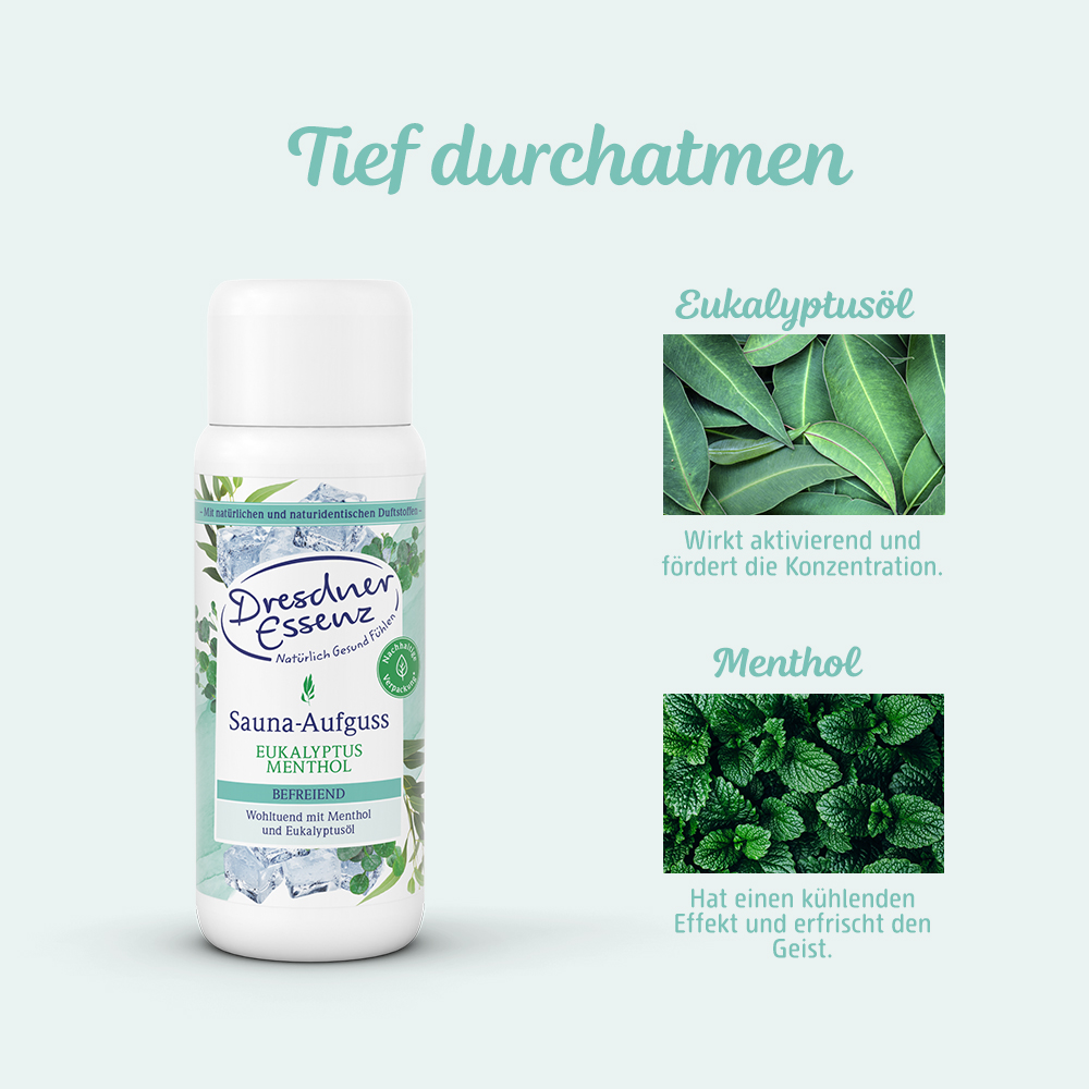 Saunaaufguss mit Eukalyptus-Menthol zum tief durchatmen