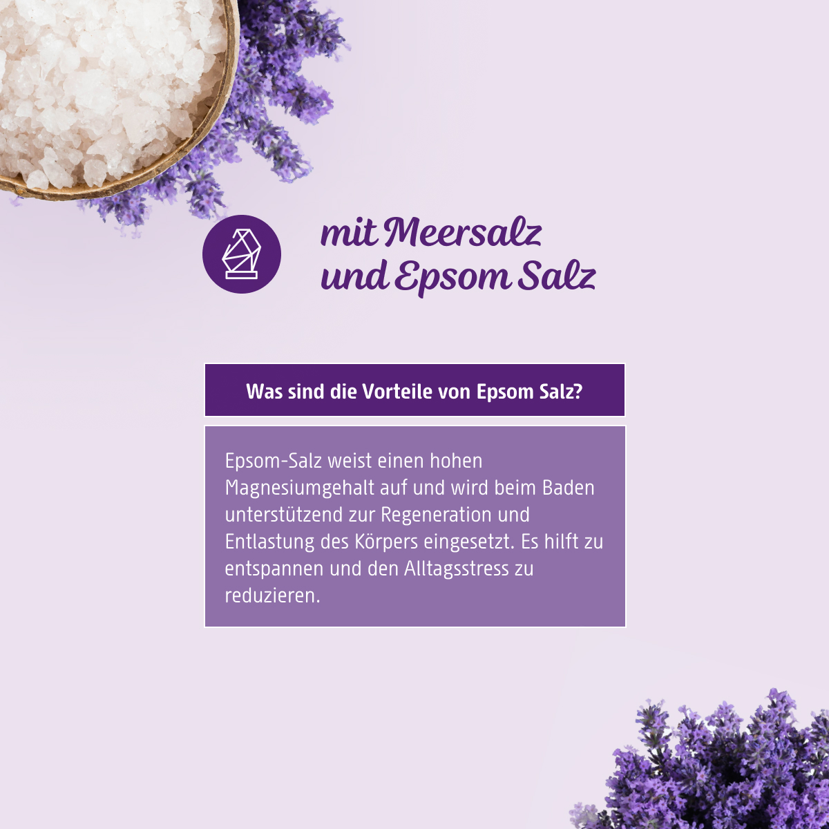 Badesalz Entspannung und Schlaf ist mit Meersalz und Epsom-Salz