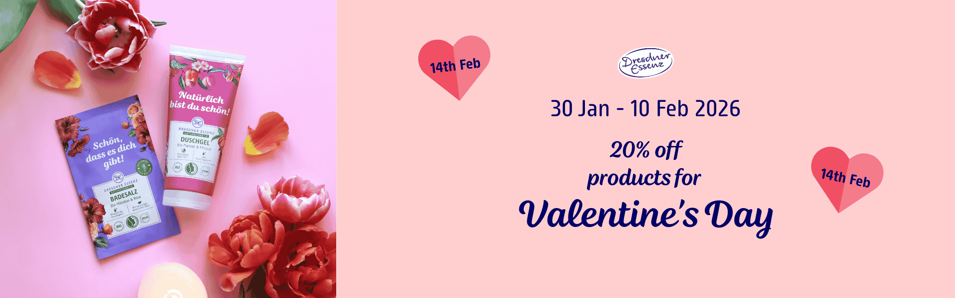 20% Rabatt auf Produkte zum Valentinstag