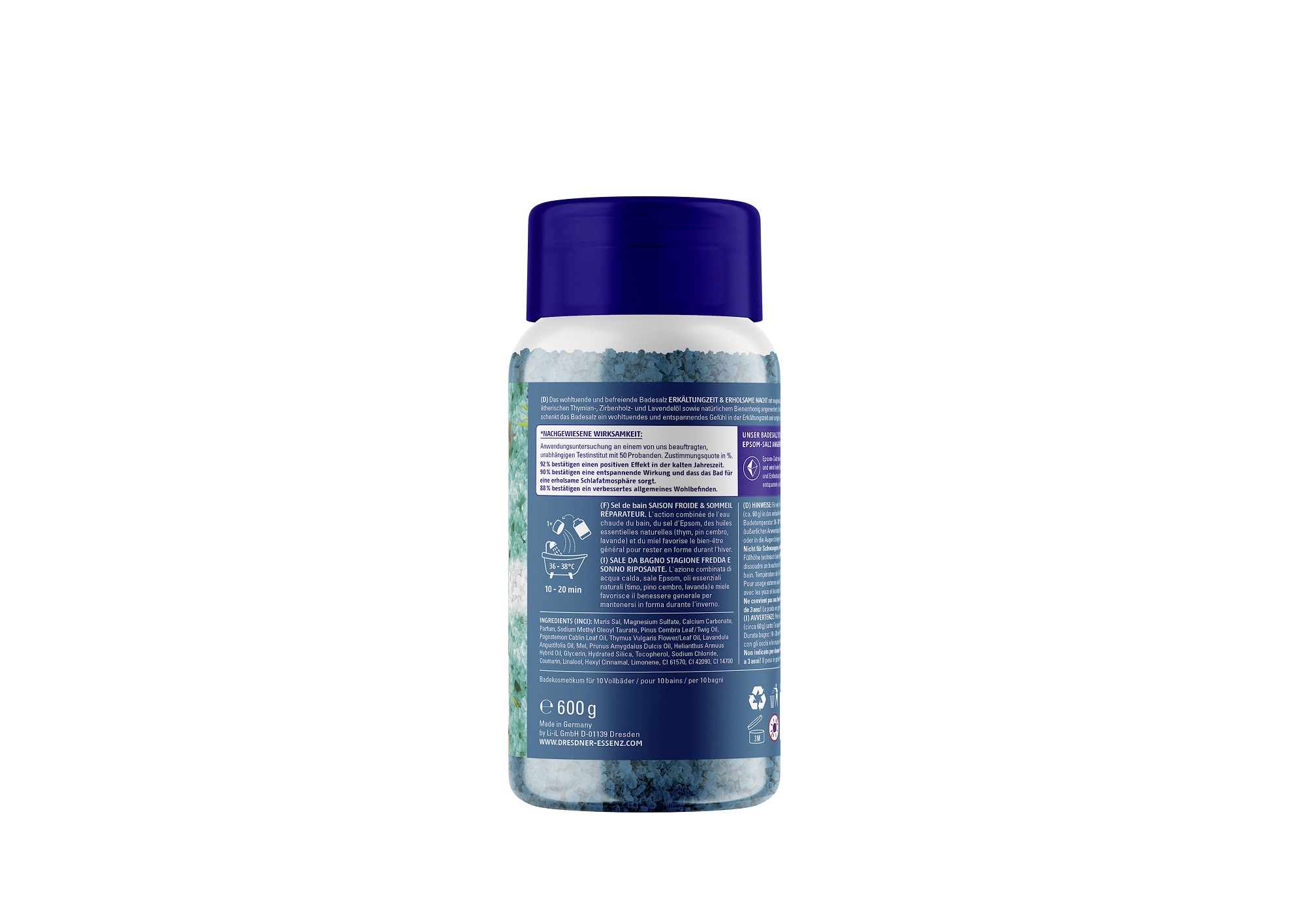 Produktbild Badesalz Erkaeltungszeit & Erholsame Nacht 600g (Rueckseite)