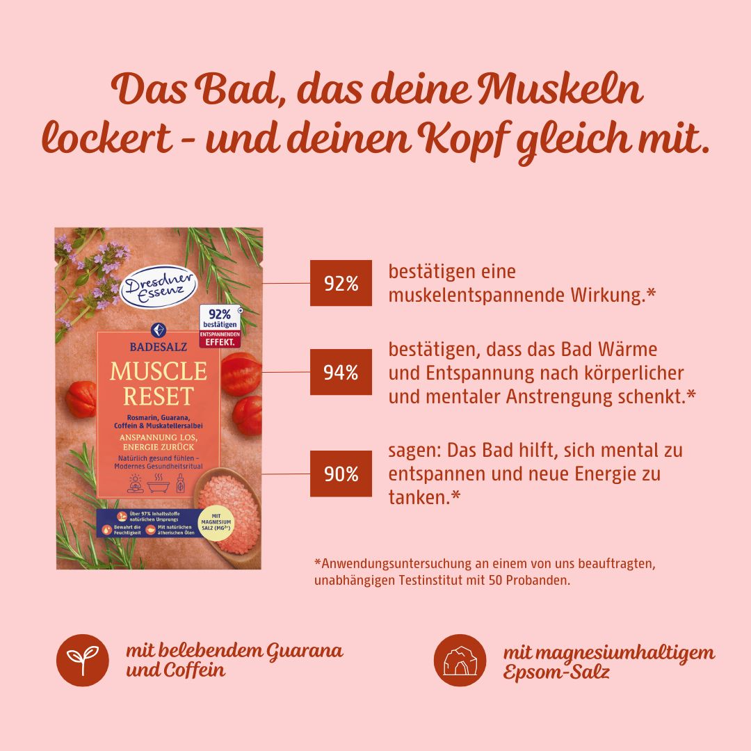 Das Badesalz Muscle Reset ist das Bad, das deine Muskeln lockert - und deinen Kopf gleich mit.