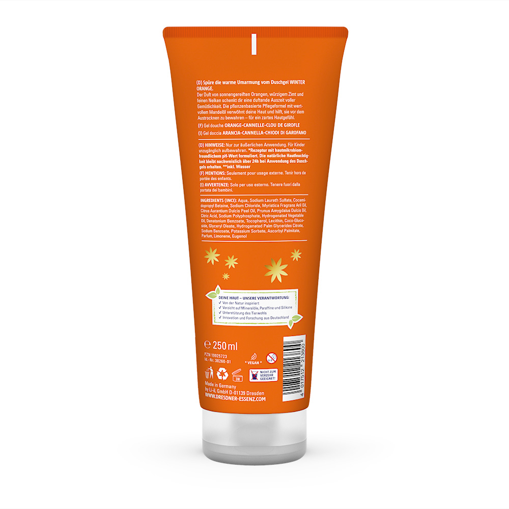 Produktbild Duschgel Winter-Orange (Rueckseite)