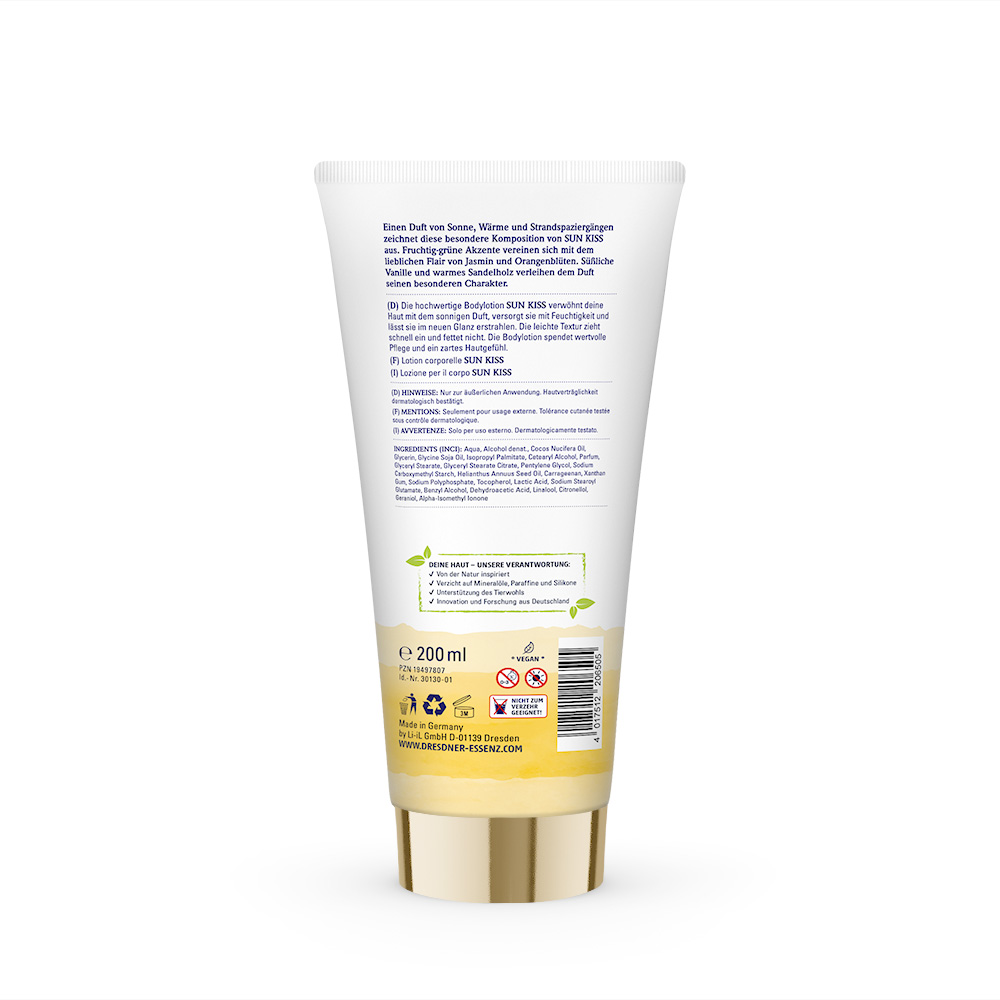 Produktbild Bodylotion Sun Kiss (Rueckseite)