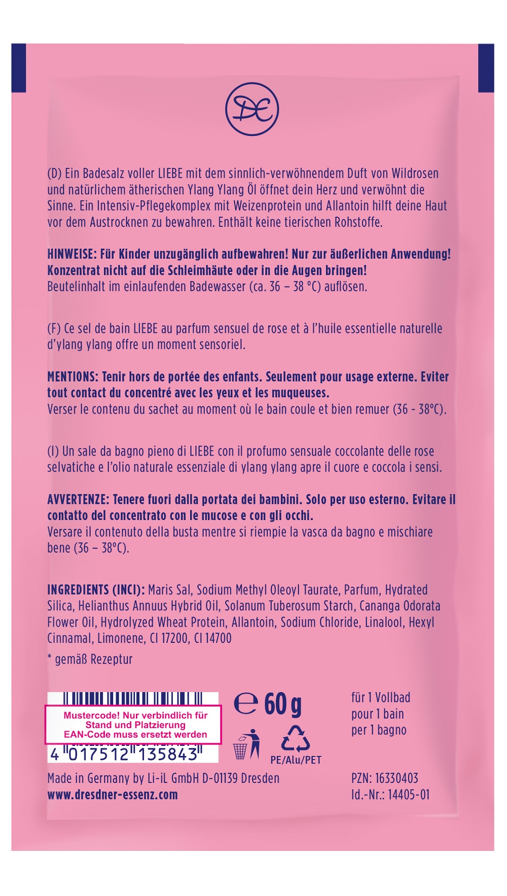 Produktbild Badesalz Liebe (Rueckseite)