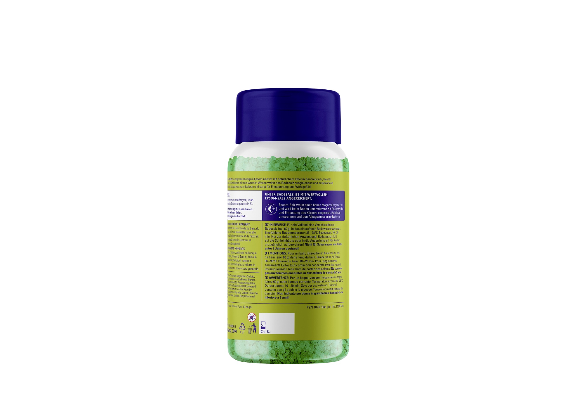 Produktbild Badesalz De-Stress 600g (Rueckseite)