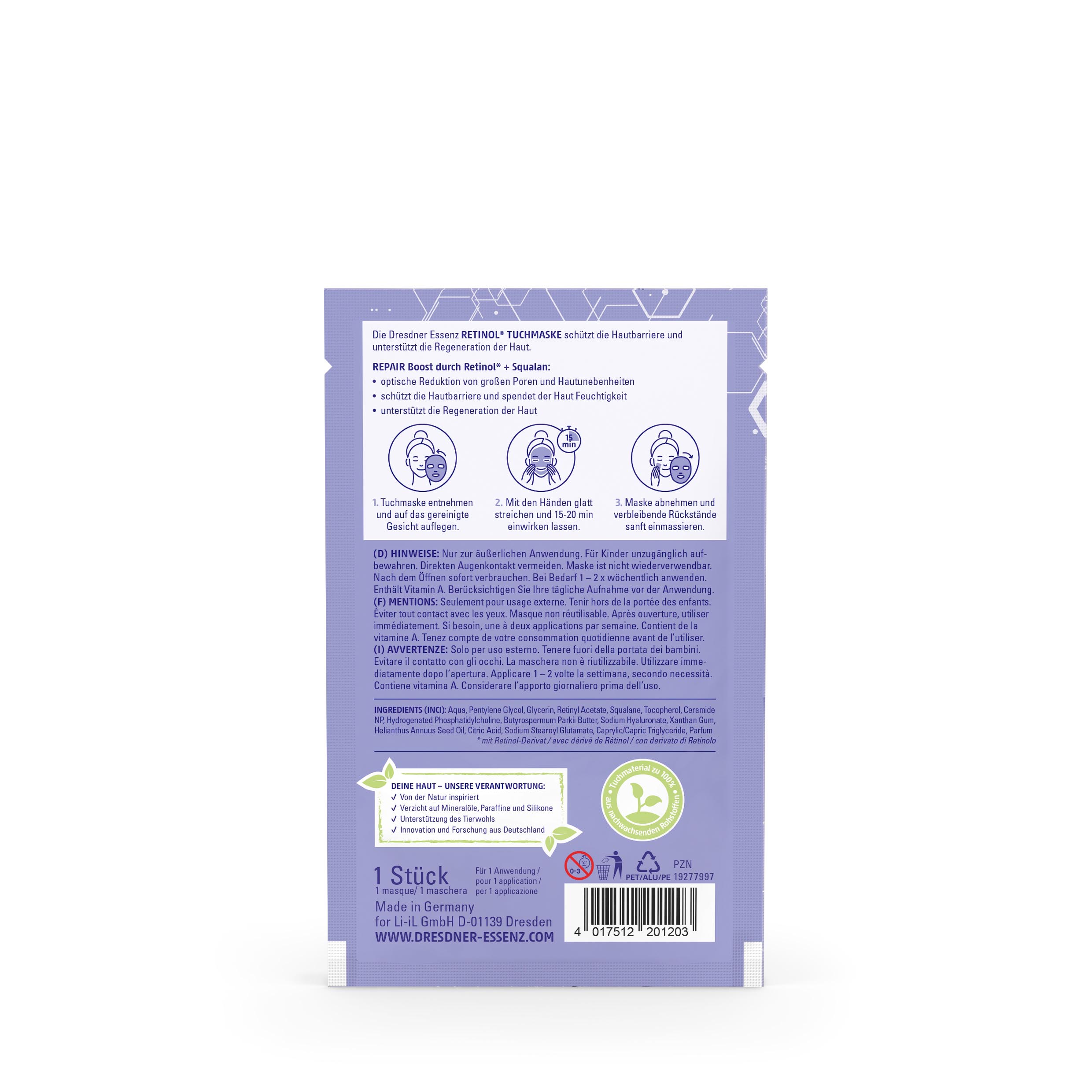 Produktbild Retinol Tuchmaske (Rueckseite)