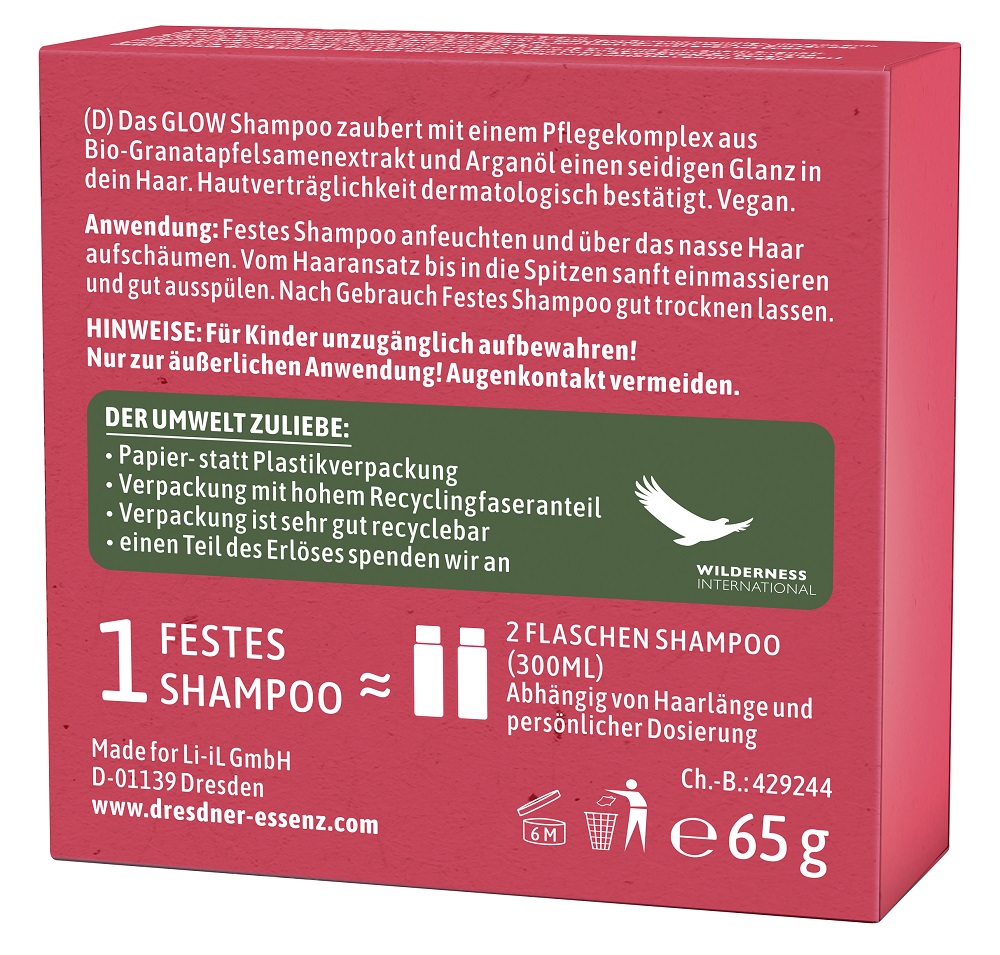 Produktbild GLOW Festes Shampoo Bio-Granatapfel & Arganoel (Rueckseite)
