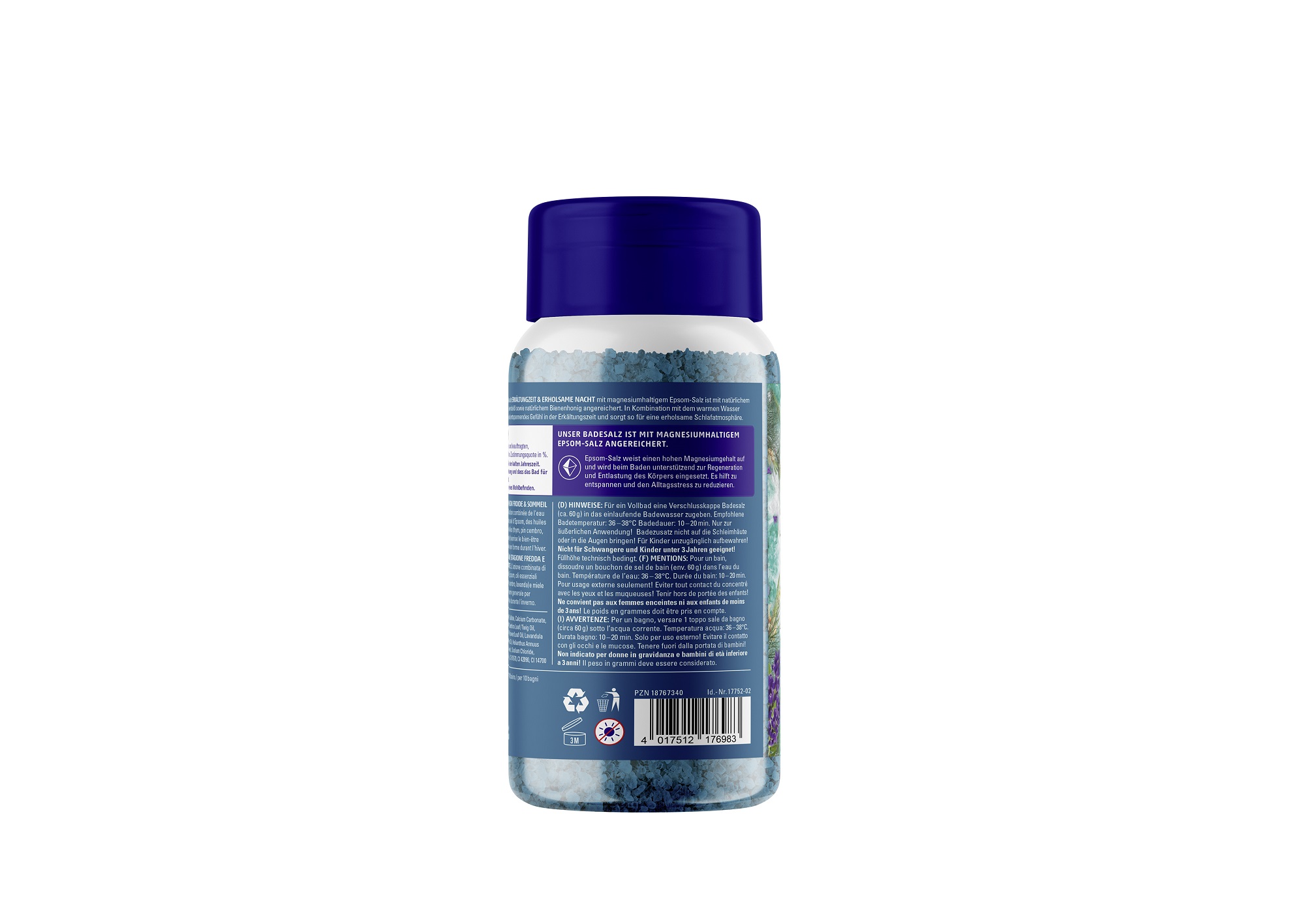 Produktbild Badesalz Erkaeltungszeit & Erholsame Nacht 600g (Rueckseite)