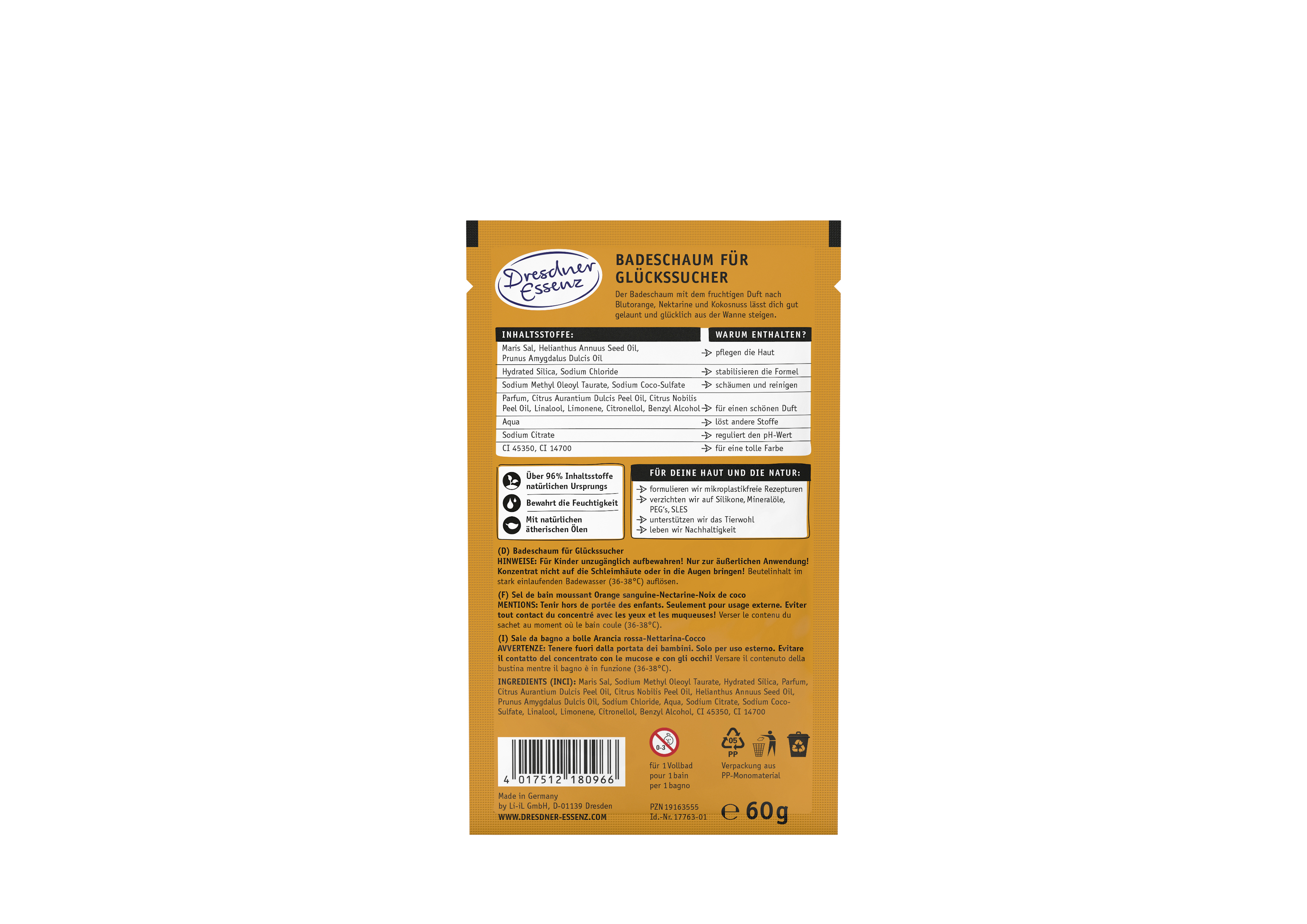 Produktbild Badeschaum Be Happy & Bright (Rueckseite)