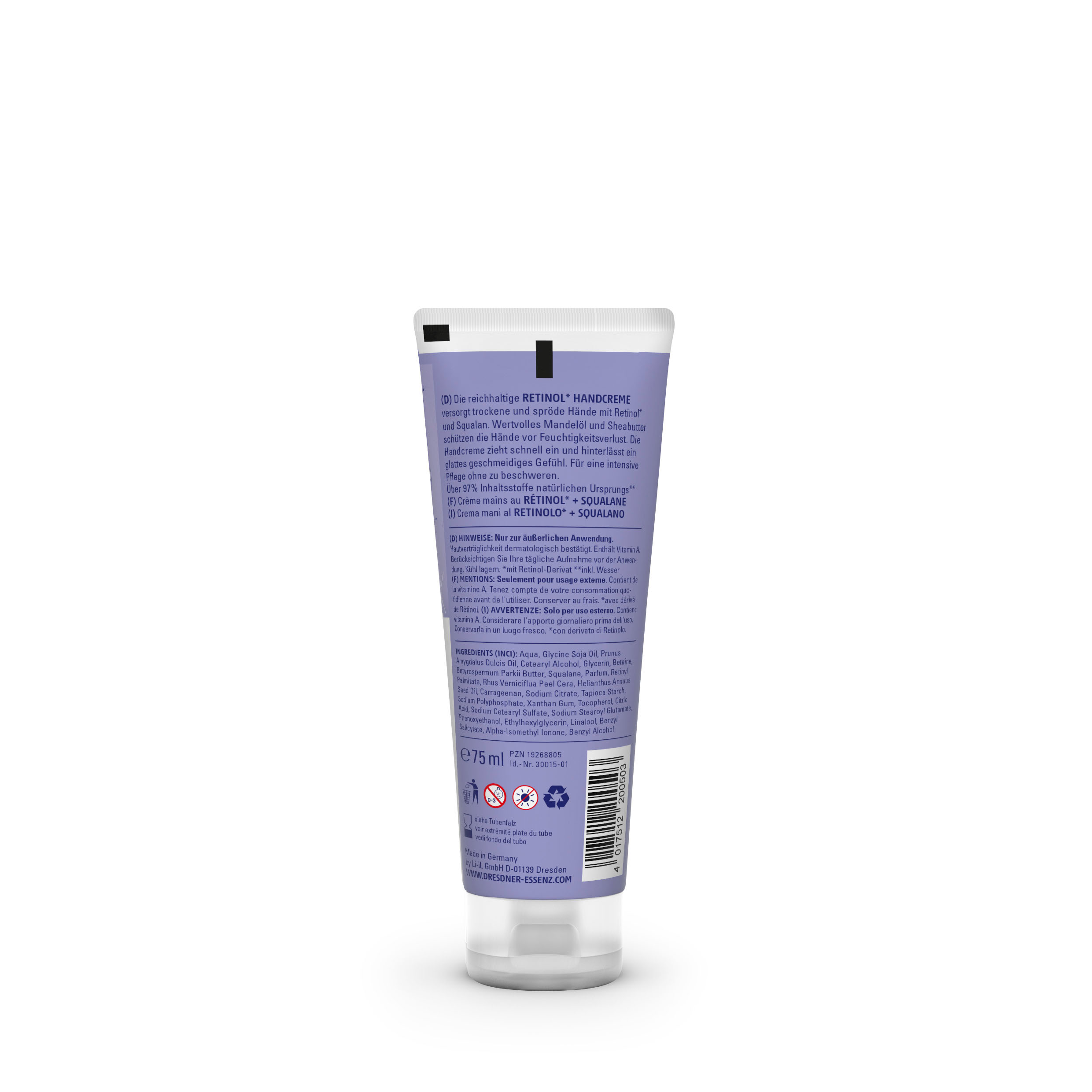 Produktbild Retinol Handcreme (Rueckseite)