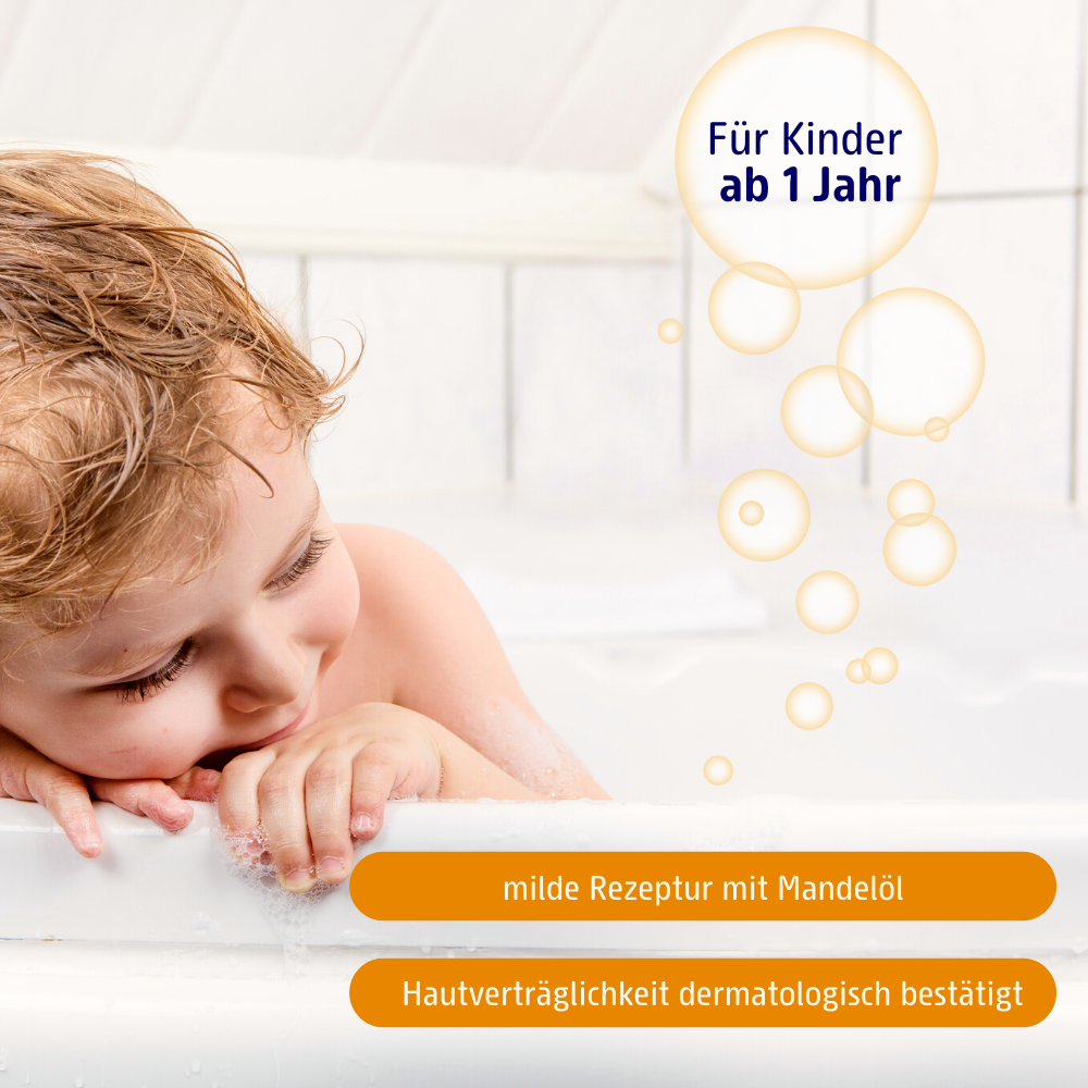 Das Produkt ist fuer Kinder ab 1 Jahr geeignet, hat eine milde Rezeptur mit Mandeloel und die Hautvertraeglichkeit wurde dermatologisch bestaetigt