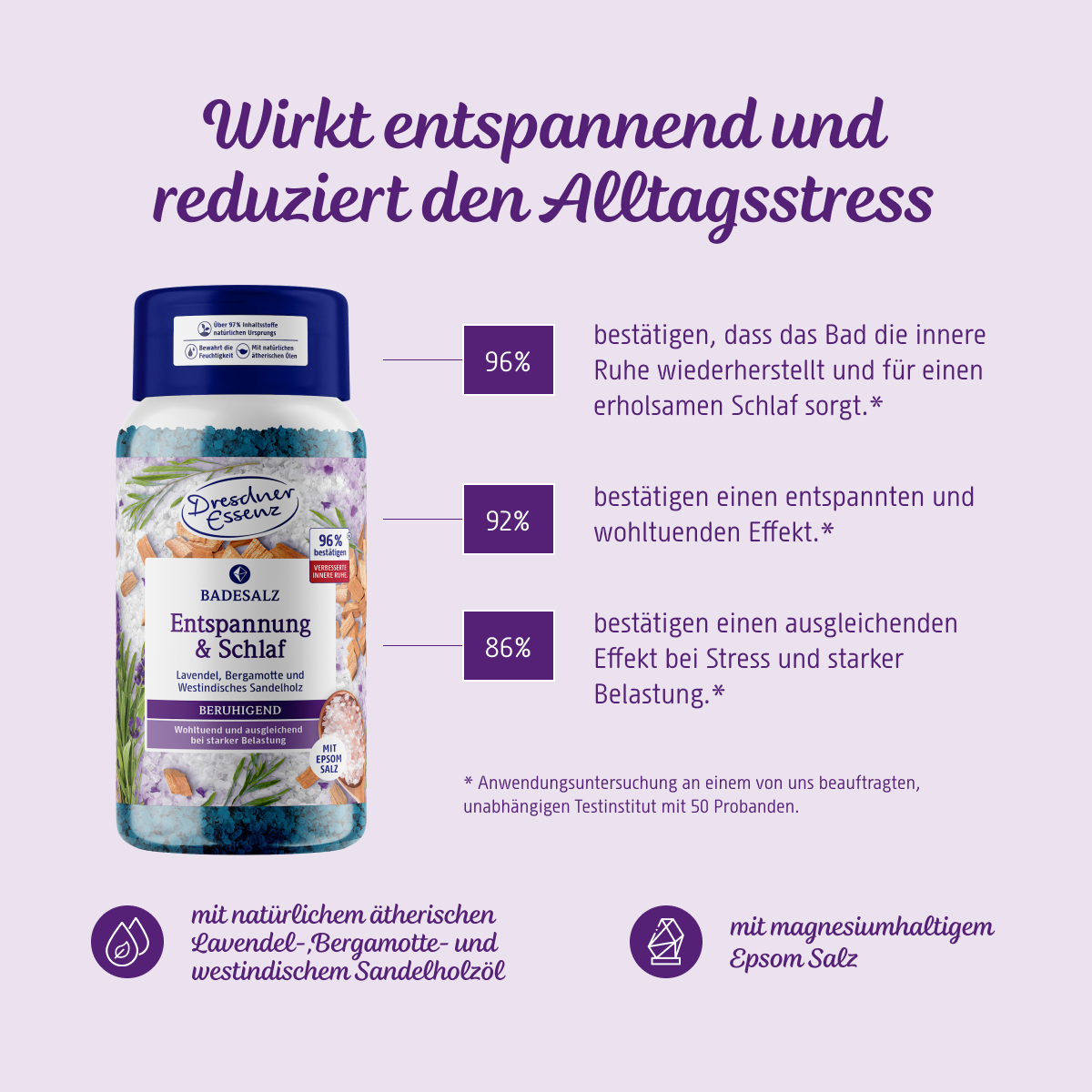 Badesalz Entspannung und Schlaf wirkt entspannend und reduziert den Alltagsstress.