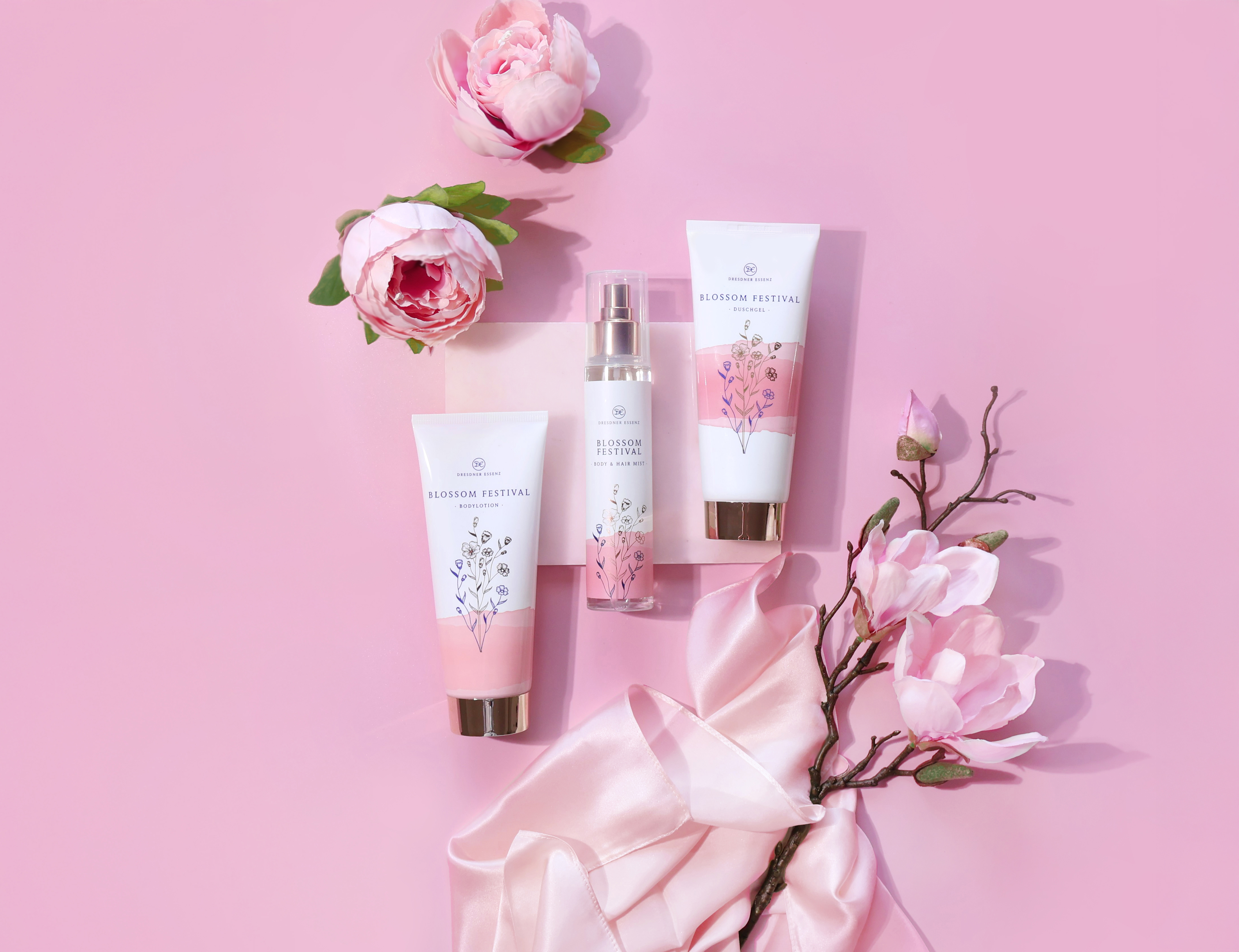 Abbildung der Blossom Festival Serie: Duschgel, Bodylotion und Body- & Hair Mist