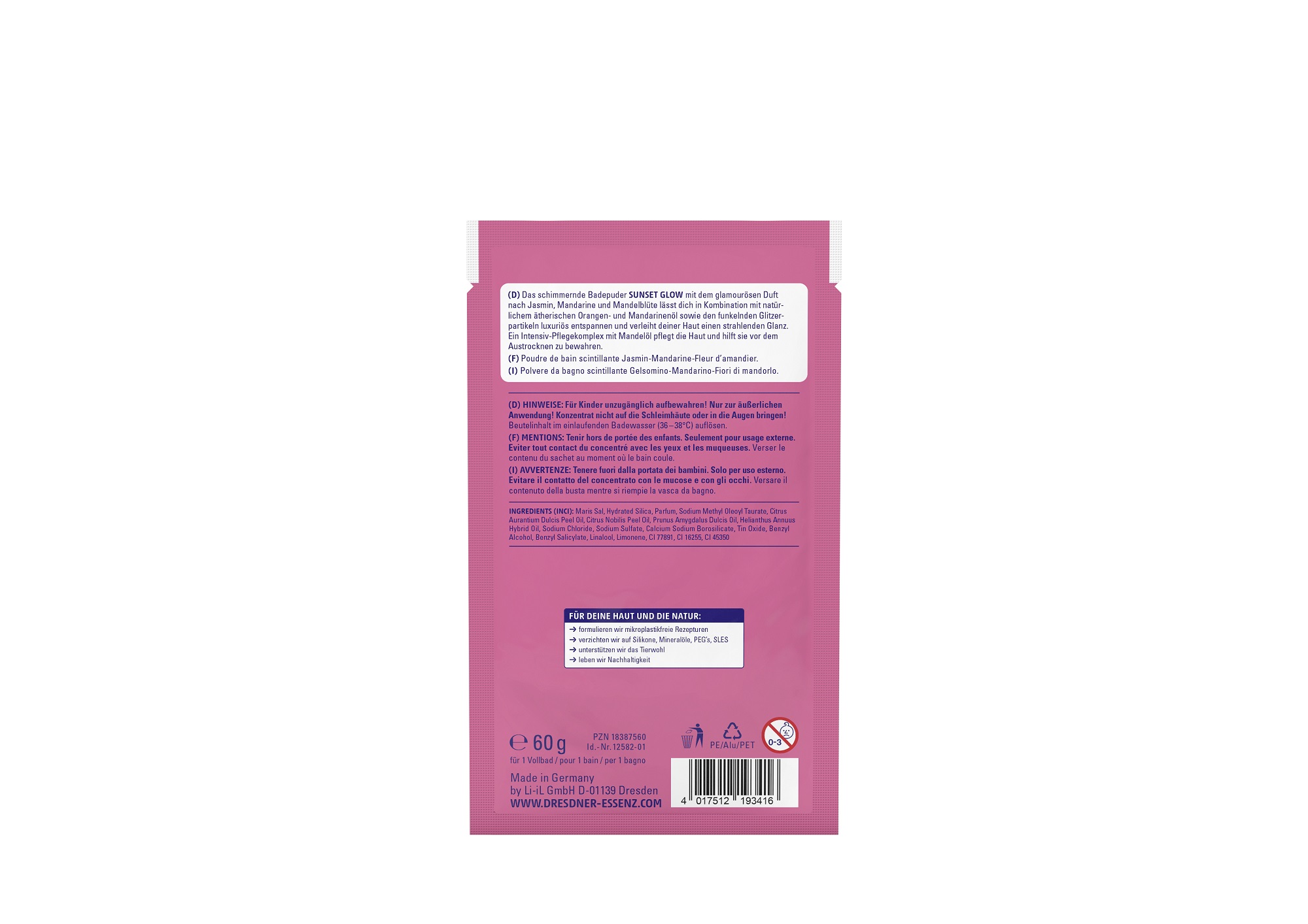 Produktbild Badepuder Sunset Glow (Rueckseite)