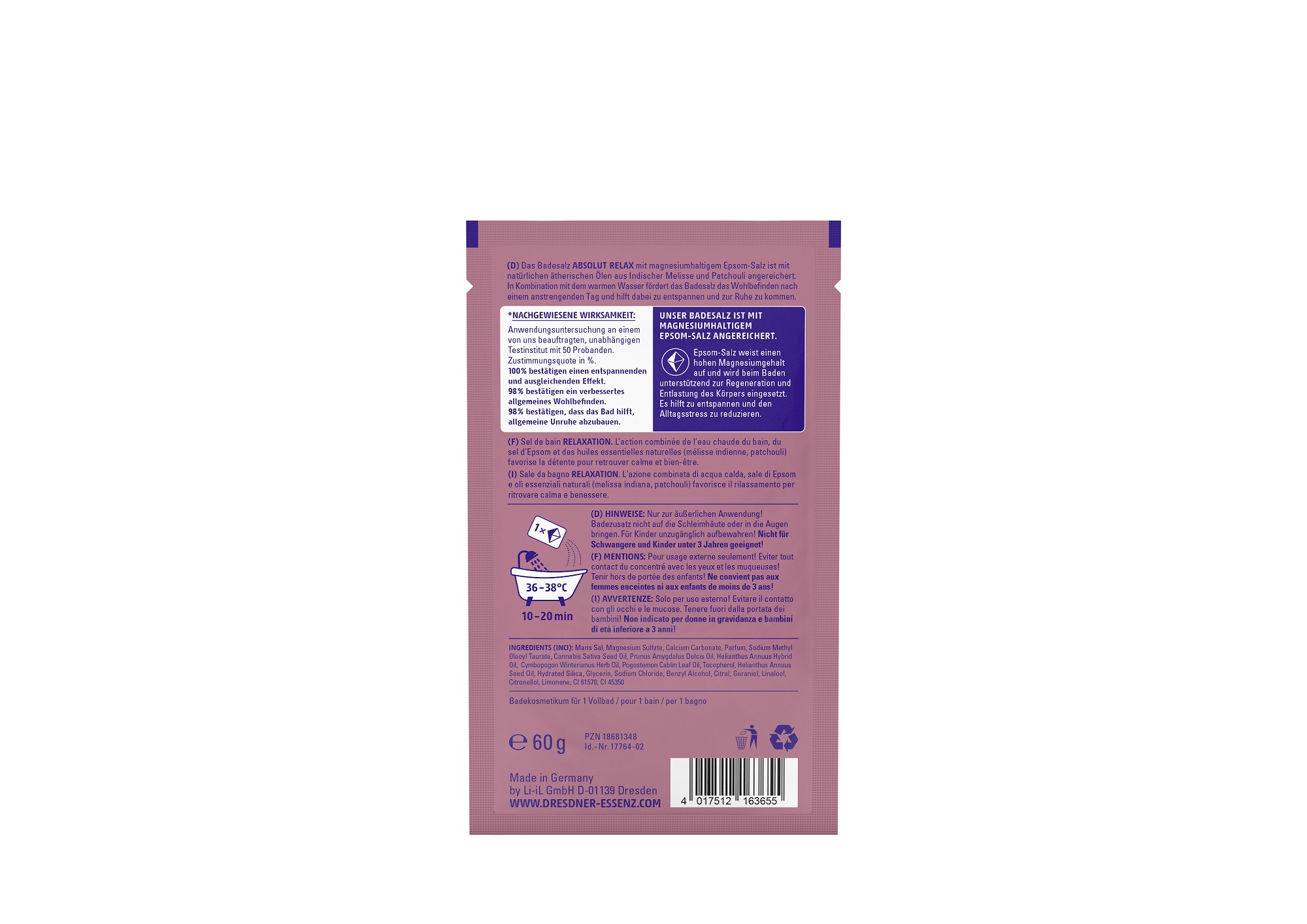 Produktbild Badesalz Absolut Relax (Rueckseite)