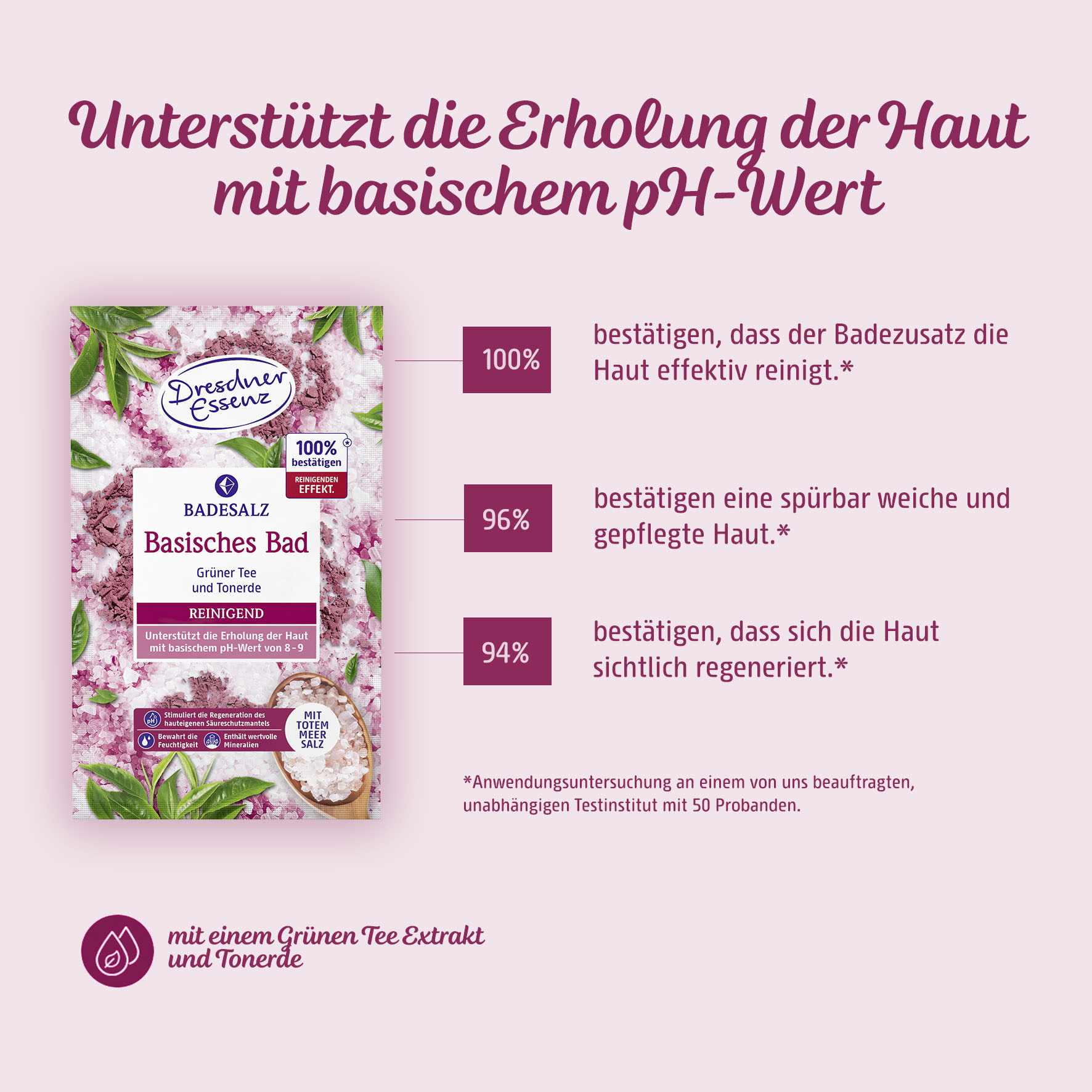 Badesalz Basisches Bad unterstuetzt die Erholung der Haut mit basischem pH-Wert