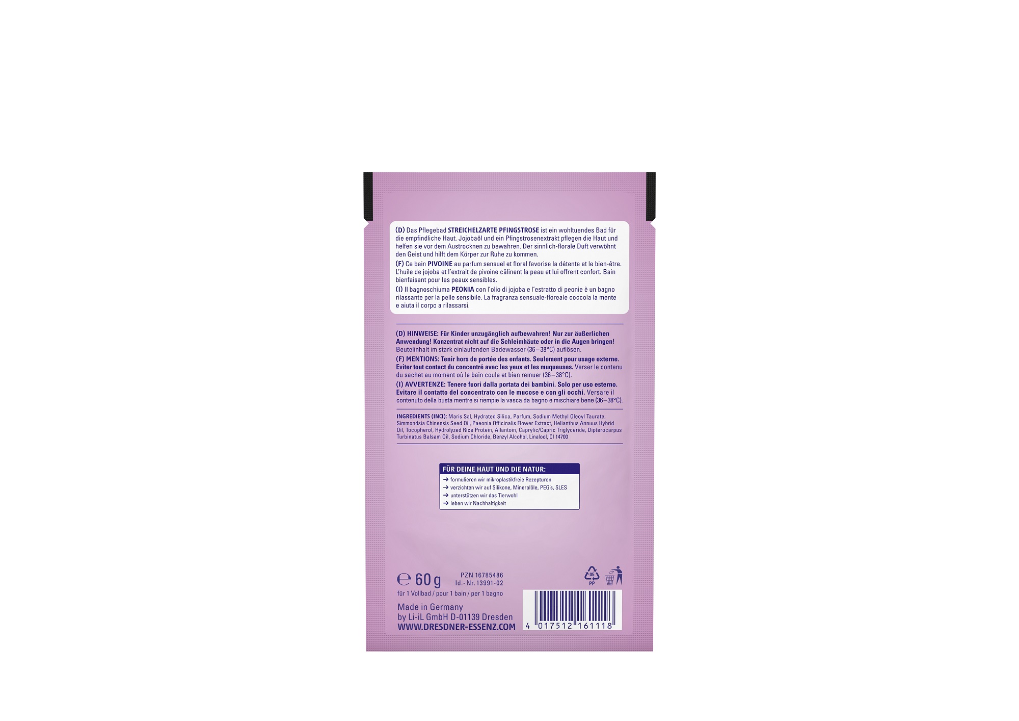 Produktbild Pflegebad Streichelzarte Pfingstrose (Rueckseite)