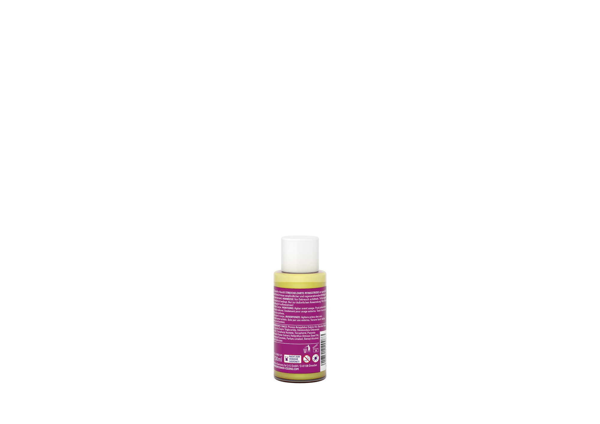 Produktbild Mini Sensitiv-Hautoel Streichelzart Pfingstrose (Rueckseite)