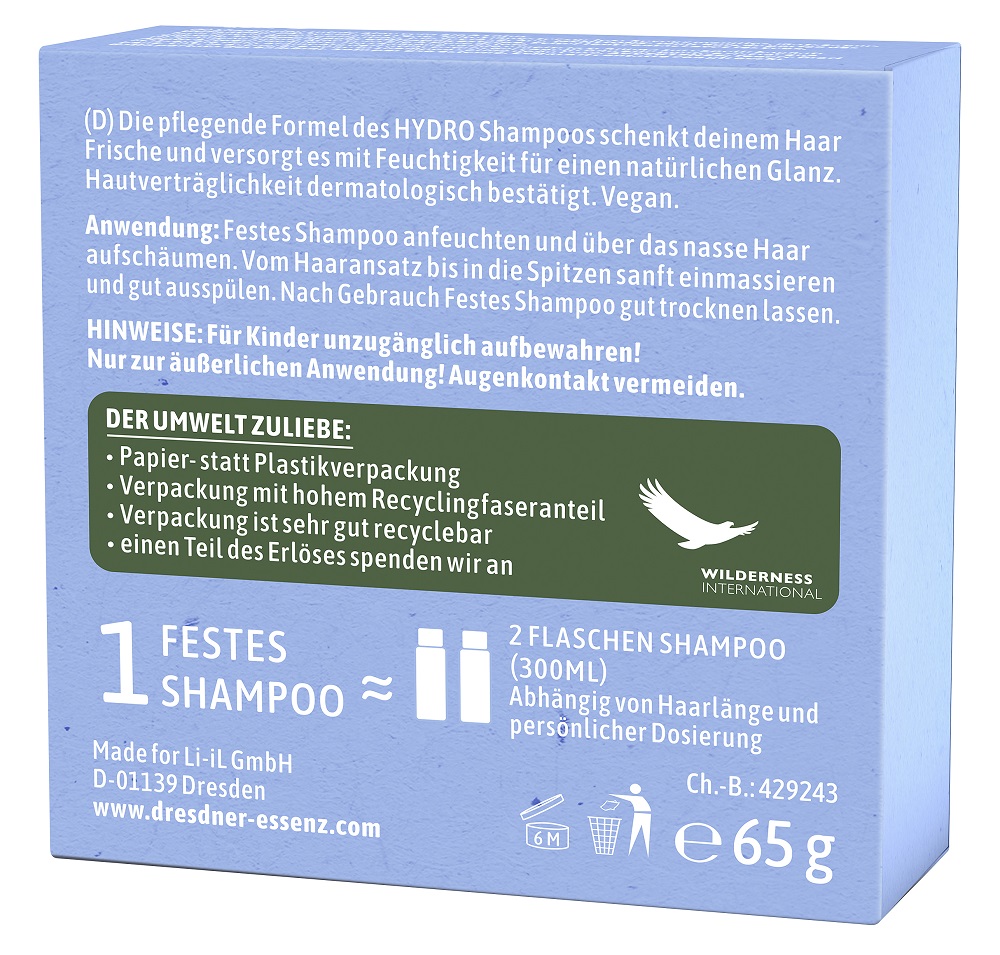 Produktbild HYDRO Festes Shampoo Bio-Aloe Vera & Lotosbluete (Rueckseite)