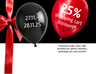 Vom 27.11. bis 28.11. gibt es 25 Prozent Rabatt auf den Warenkorb.