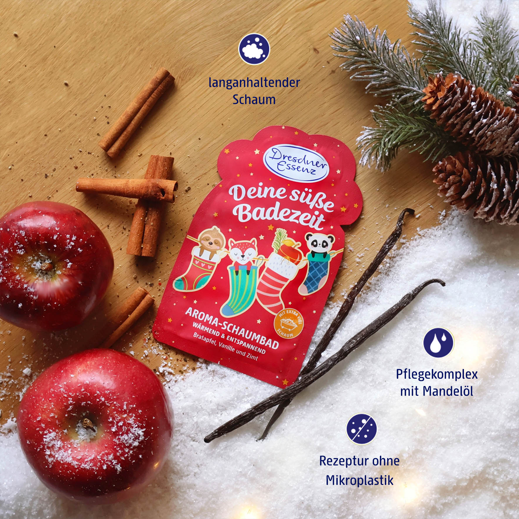 Weihnachtsschaumbad mit Bratapfelduft