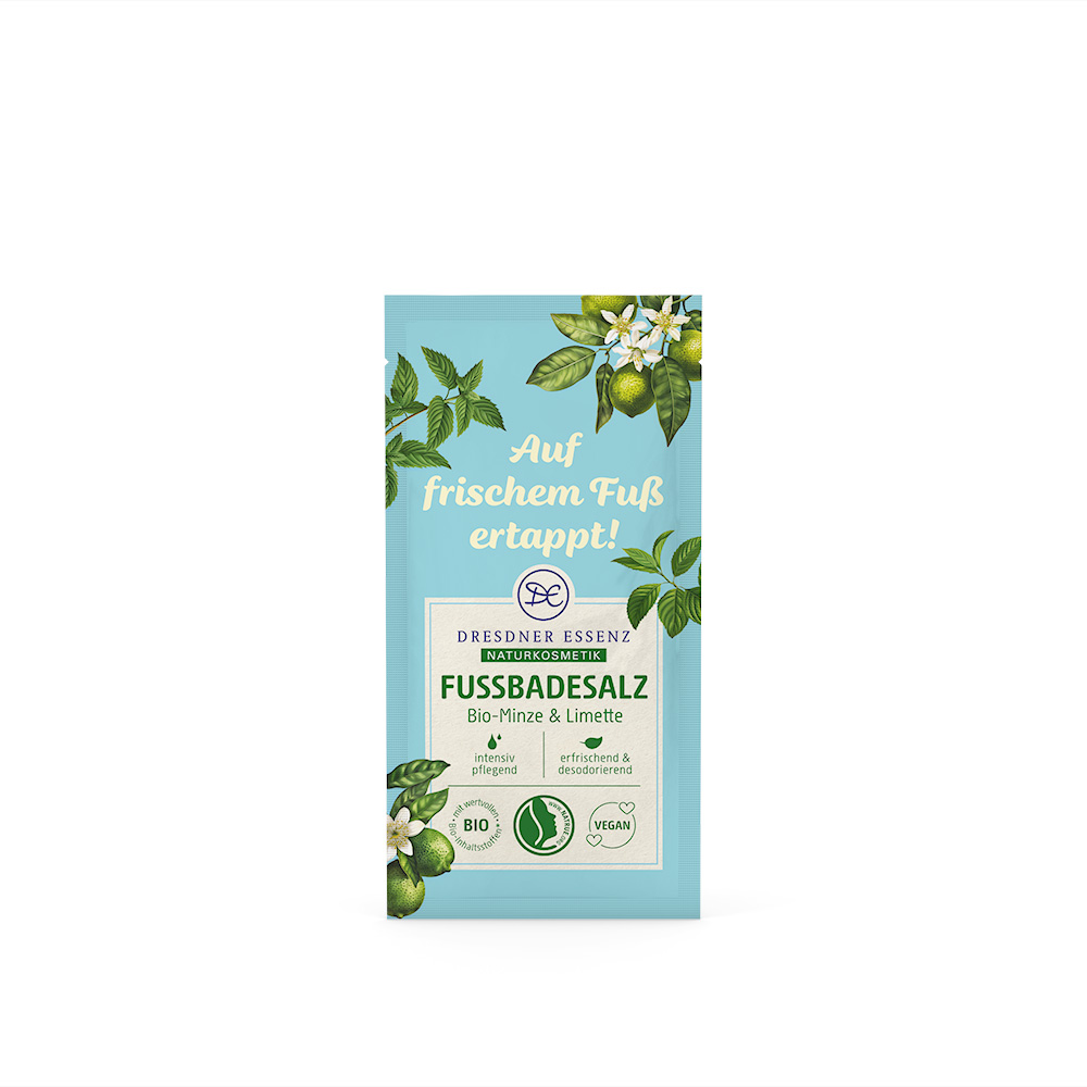 Produktbild Fussbadesalz Bio-Minze und Limette (Vorderseite)