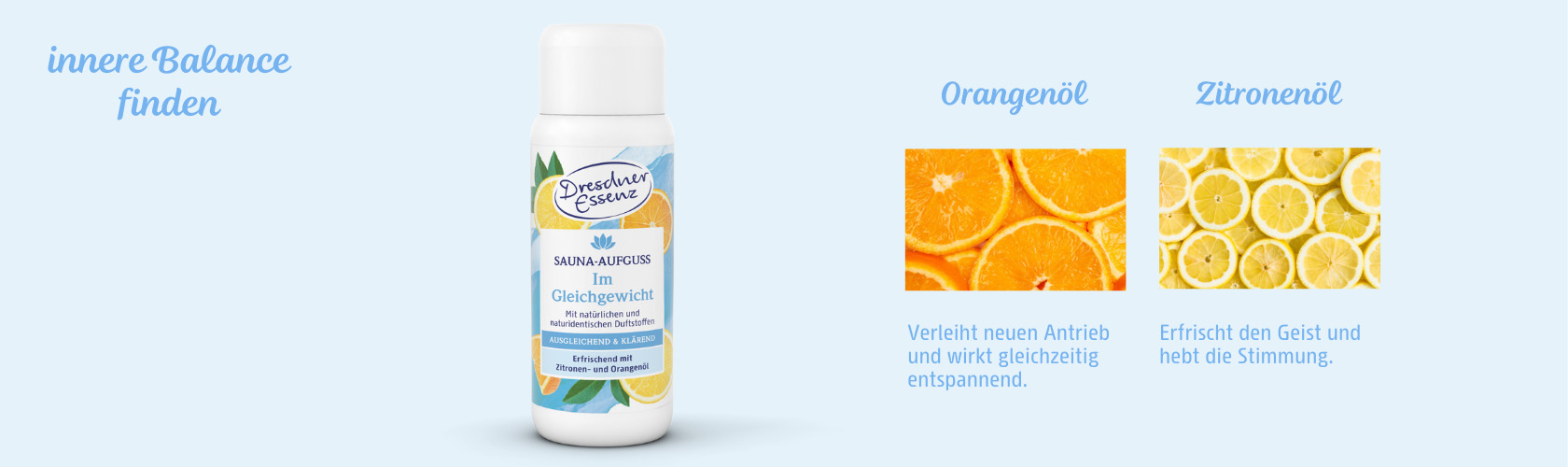 Produktteaser fuer den Sauna-Aufguss Im Gleichgewicht Abbildung Sauna-Aufguss Im Gleichgewicht mit Orangen- und Zitronenoel fuer innere Balance
