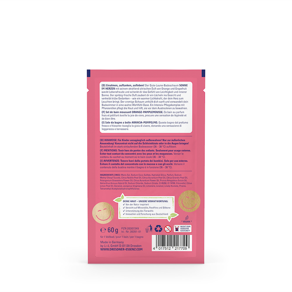 Produktbild Badeschaum Sonne im Herzen (Rueckseite)