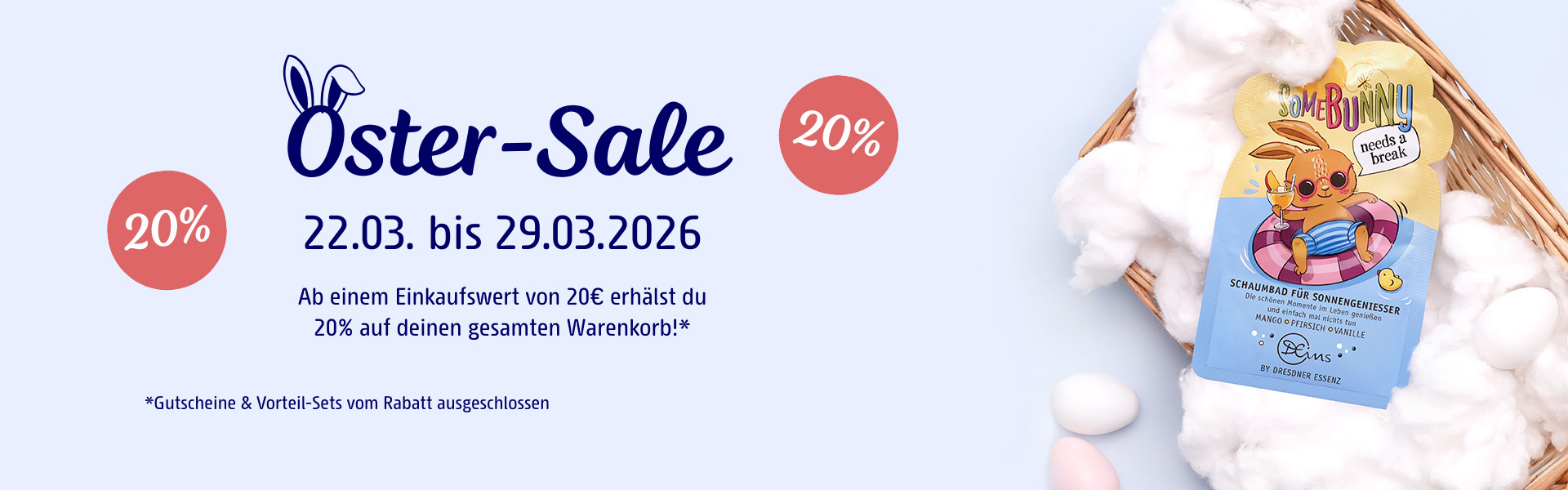 Oster Sale: Vom 22.03. bis 29.03.2026 erhaelst du ab einem Einkaufswert von 20€ 20% Rabatt auf deine Bestellung!