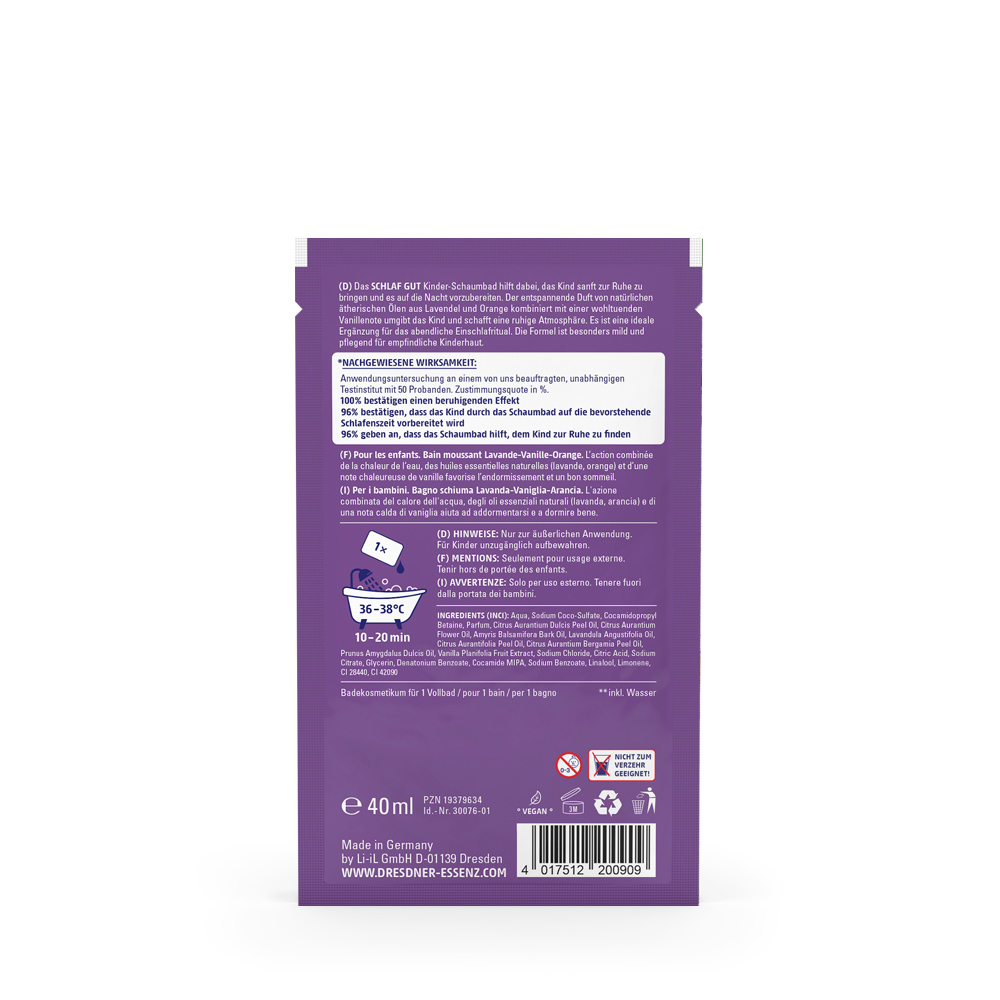 Produktbild Kinder-Schaumbad Schlaf gut 40ml (Rueckseite)
