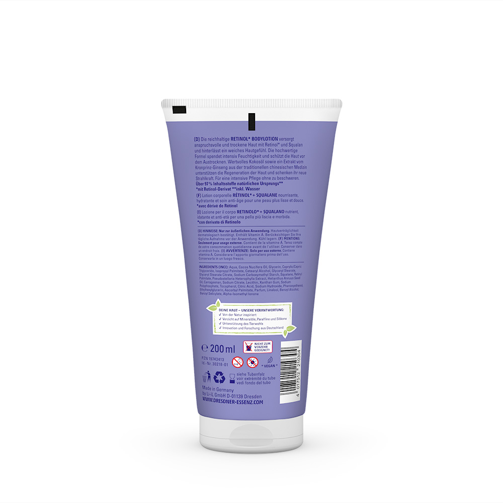 Produktbild Retinol Bodylotion (Rueckseite)