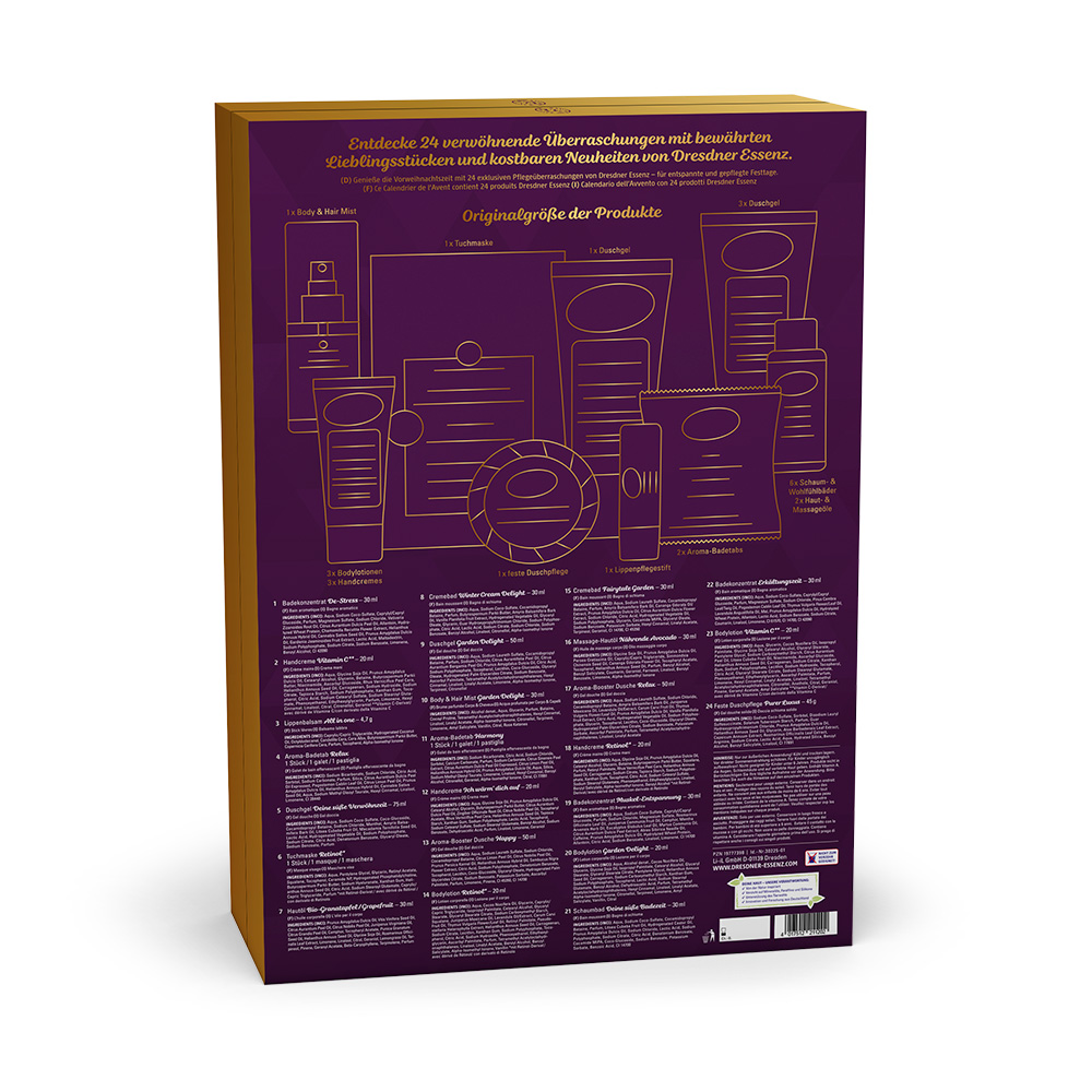 Produktbild Dresdner Essenz Adventskalender 2025 (Rückseite)