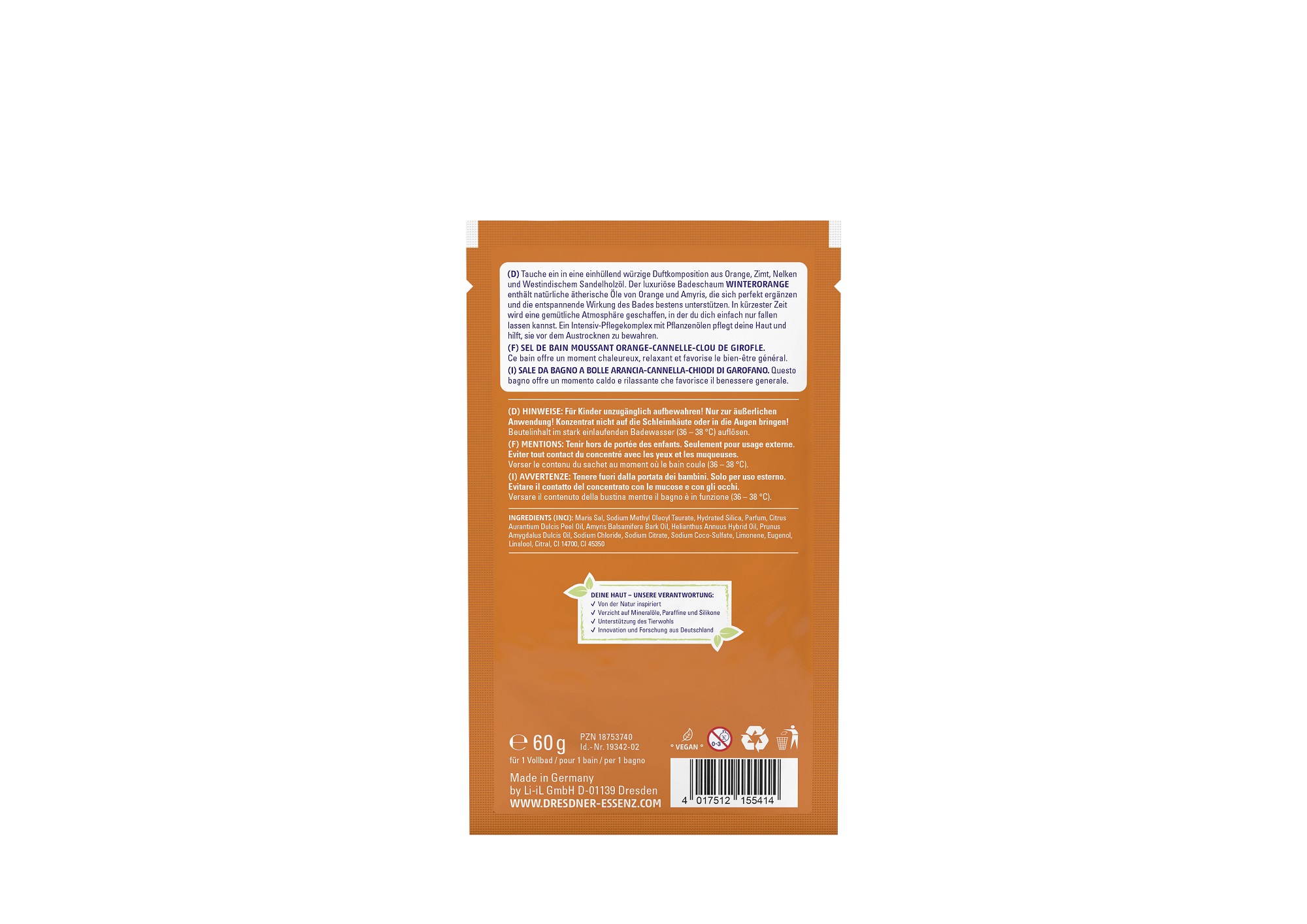 Produktbild Badeschaum Winter-Orange (Rueckseite)