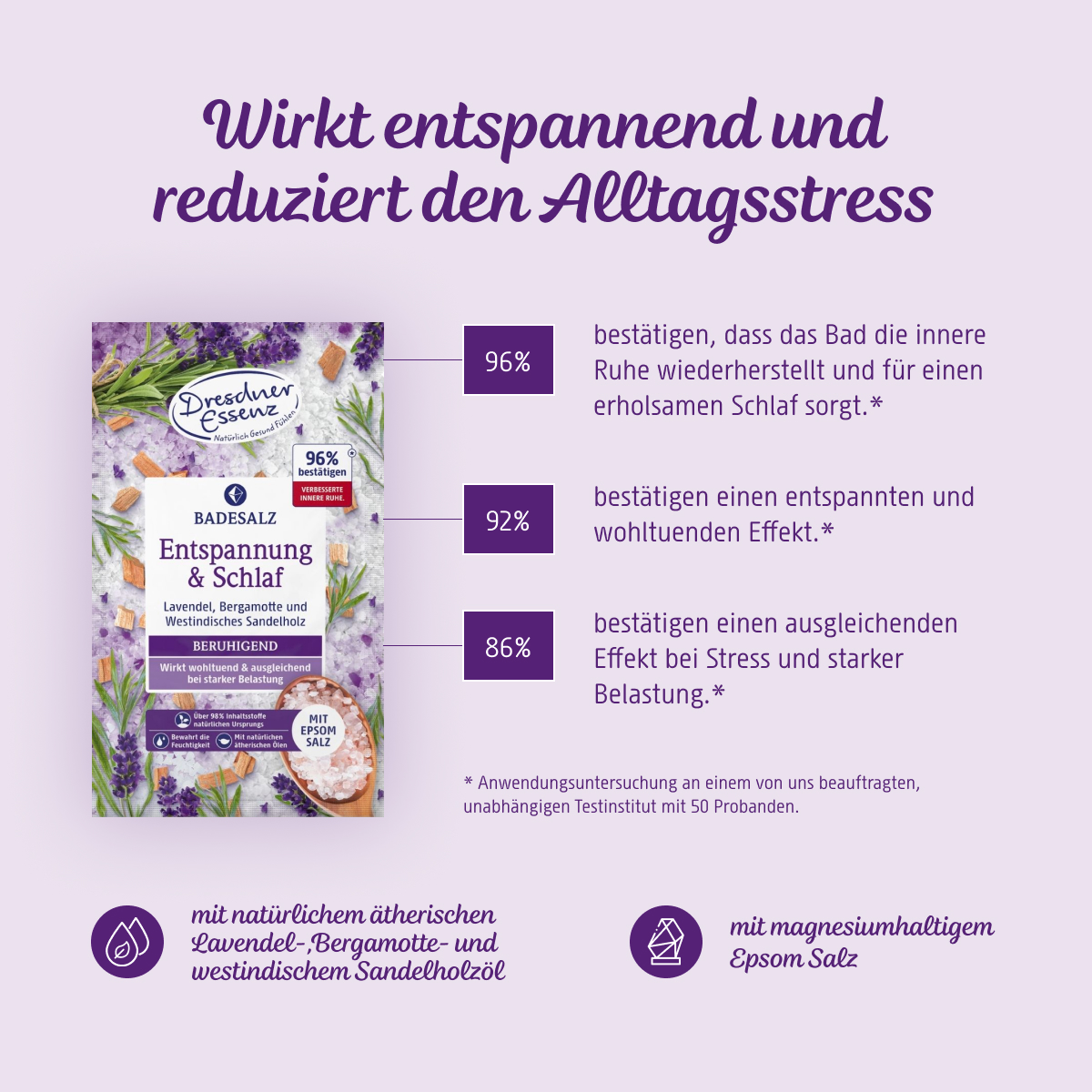 Badesalz Entspannung und Schlaf wirkt entspannend und reduziert den Alltagsstress