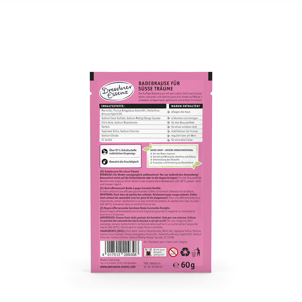Produktbild Badeschaum Fluffy Candy Dream (Rückseite)