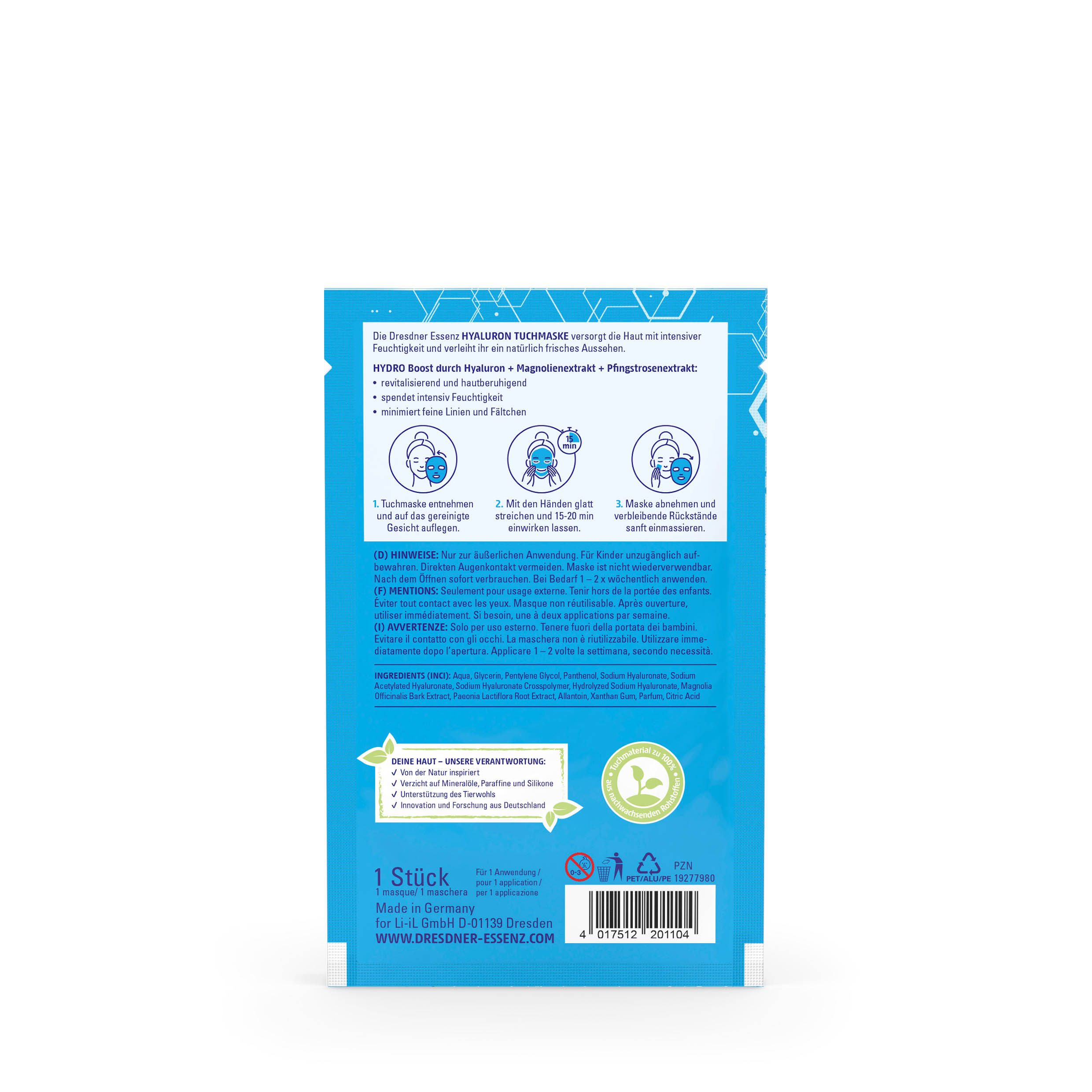 Produktbild Hyaluron Tuchmaske (Rueckseite)