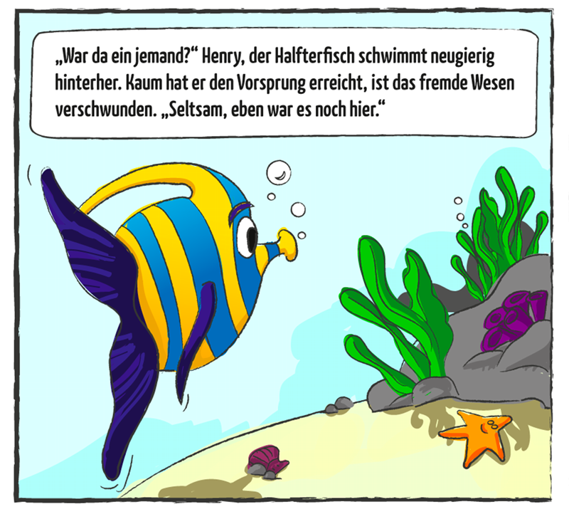 Henry der Halfterfisch schwimmt im Meer 